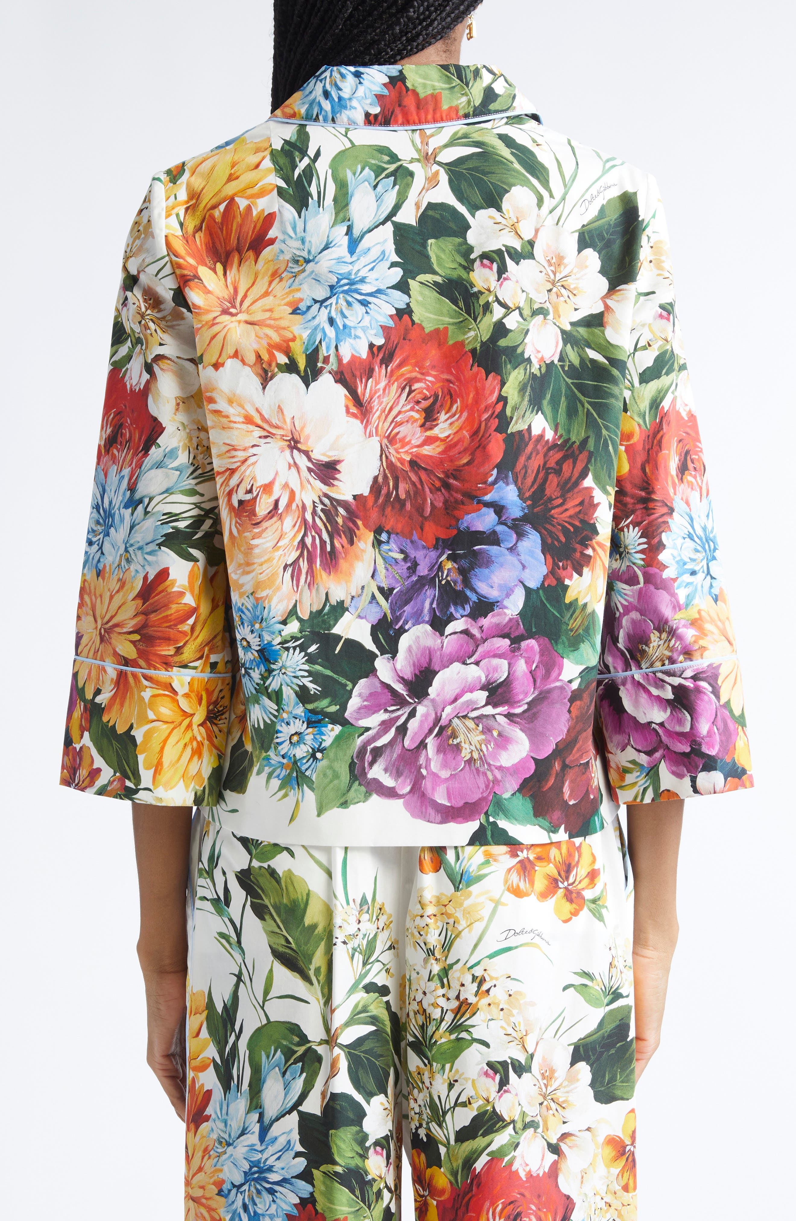 Dolce&Gabbana Floral Button-Up Top in Ha5Pc B.fiori Cret. F.bco at Nordstrom - 3