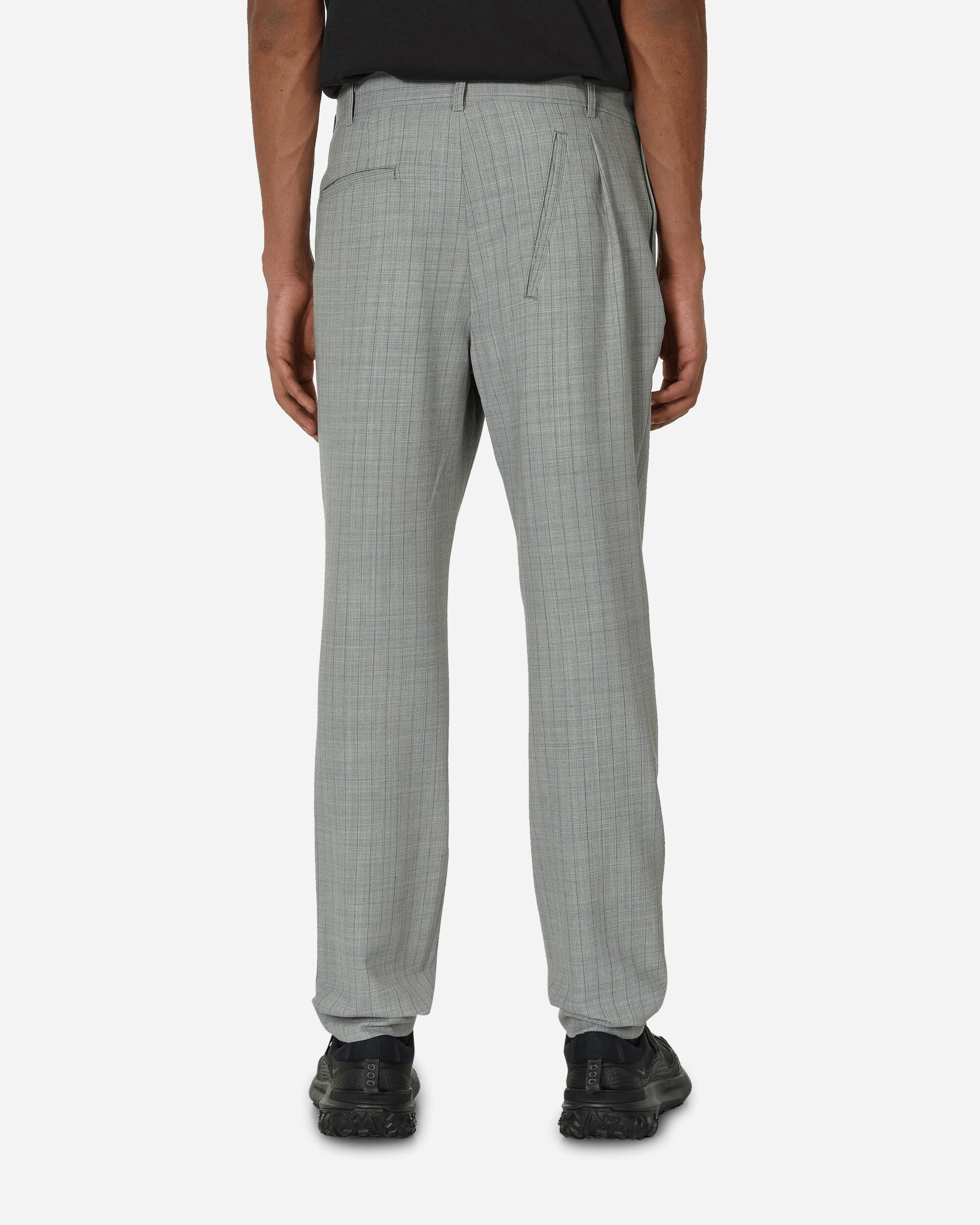 Deconstructed Checked Wool Trousers Grey - 3