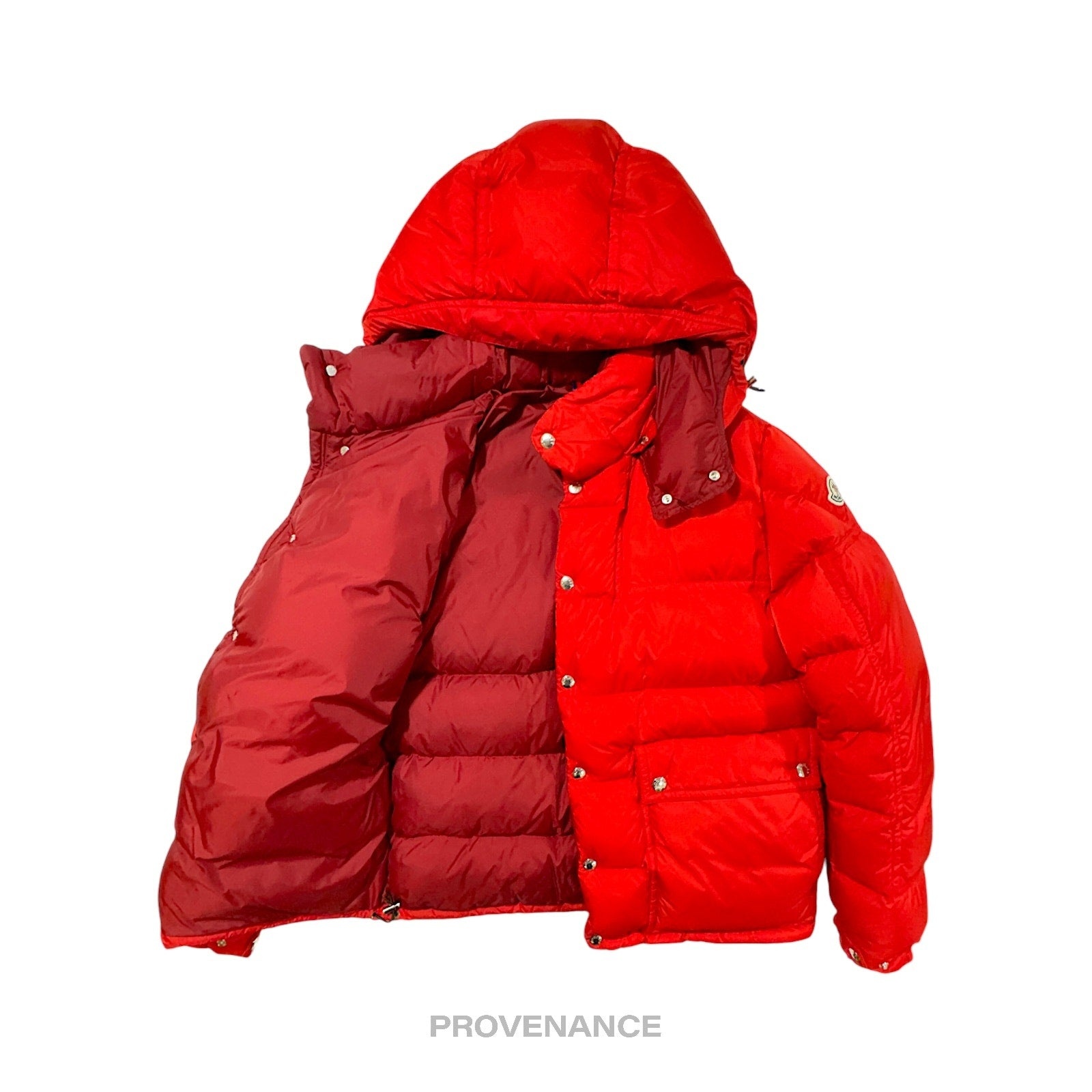 Moncler Brel Down Puffer Bomber Jacket Coat - Red 3 L - 2