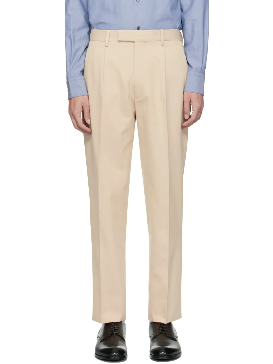 Beige Pleated Trousers - 1