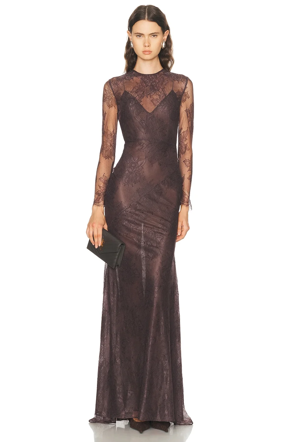 Long Sleeve Lace Gown - 1