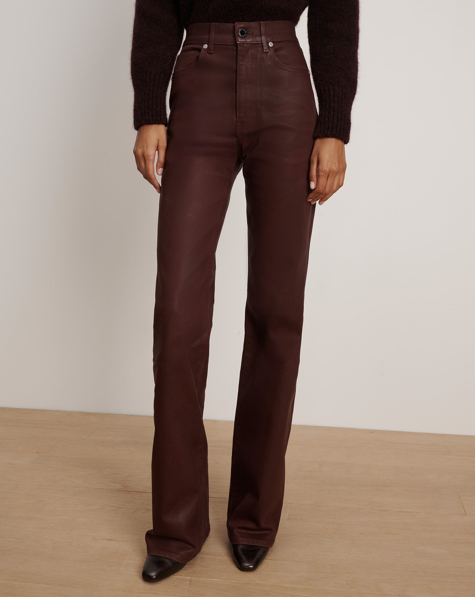 CROSBIE COATED SLIM WIDE-LEG JEAN - 3