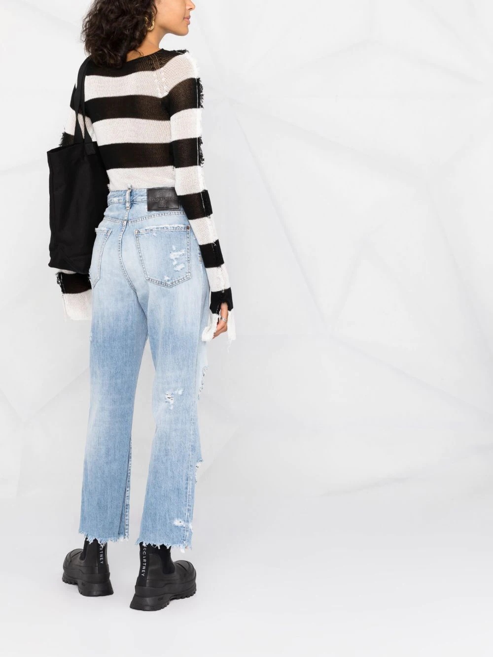 distressed straight-leg jeans - 6