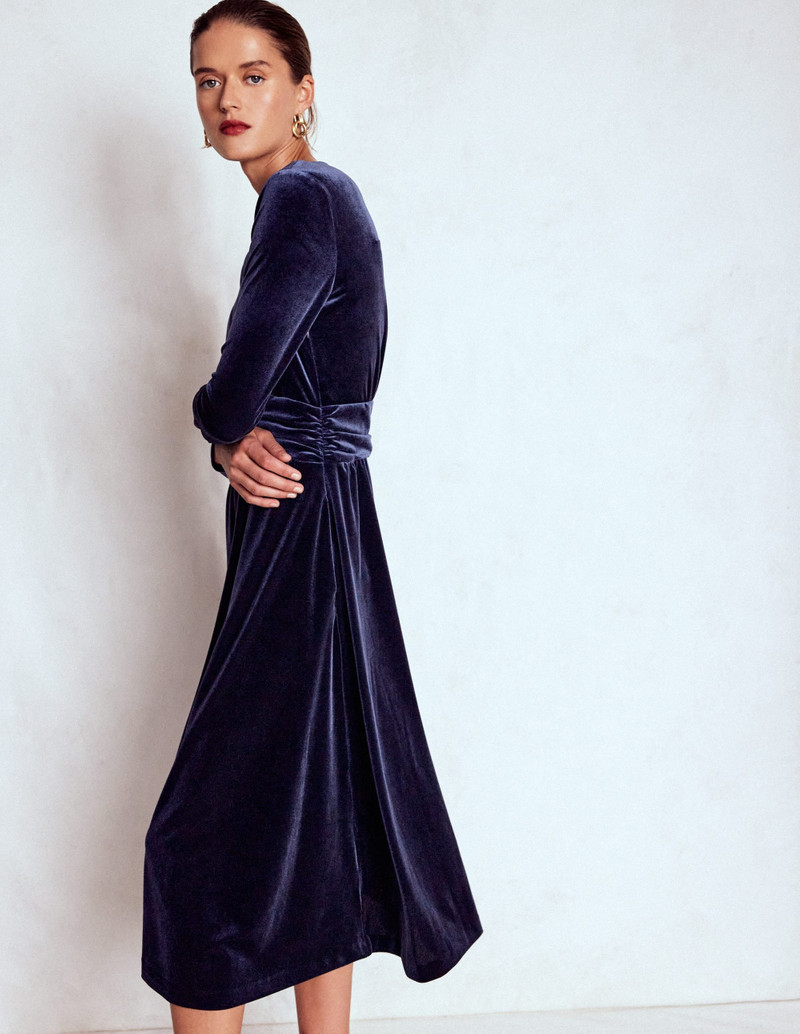 Tilda Velvet Midi Dress-Navy 6