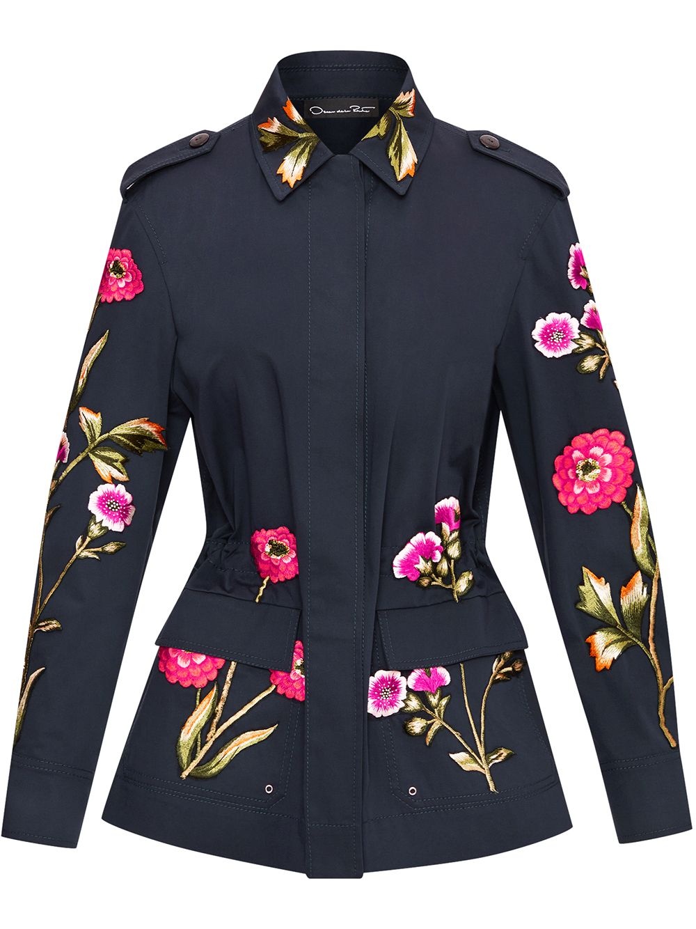 floral-embroidered utility jacket - 1