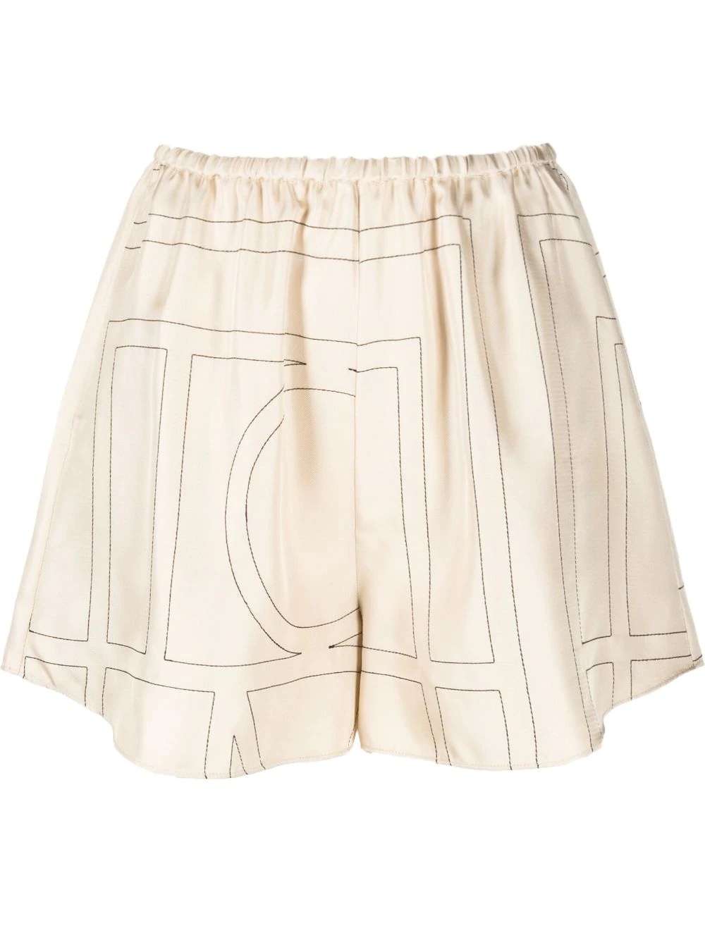 monogram-print silk shorts - 1