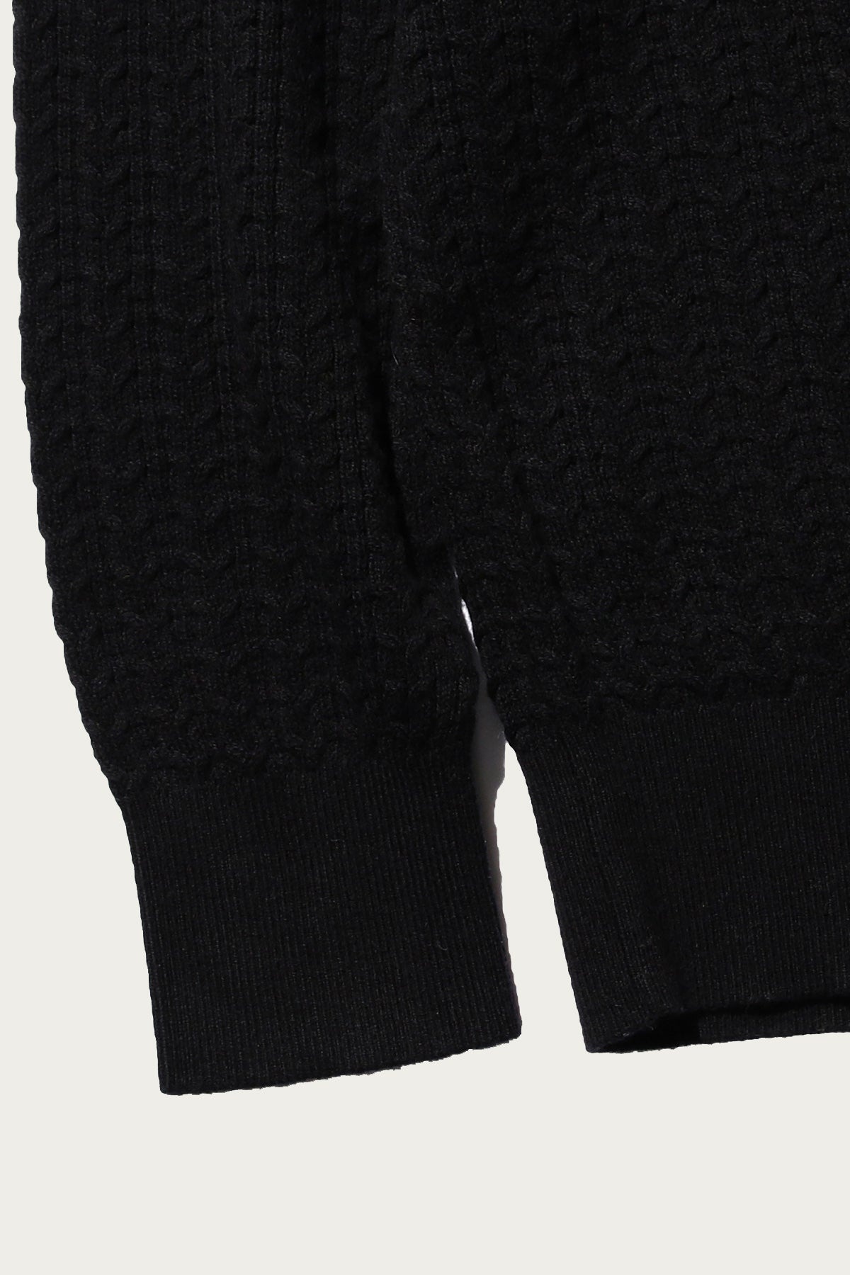 Cable Knit Polo - Black - 4