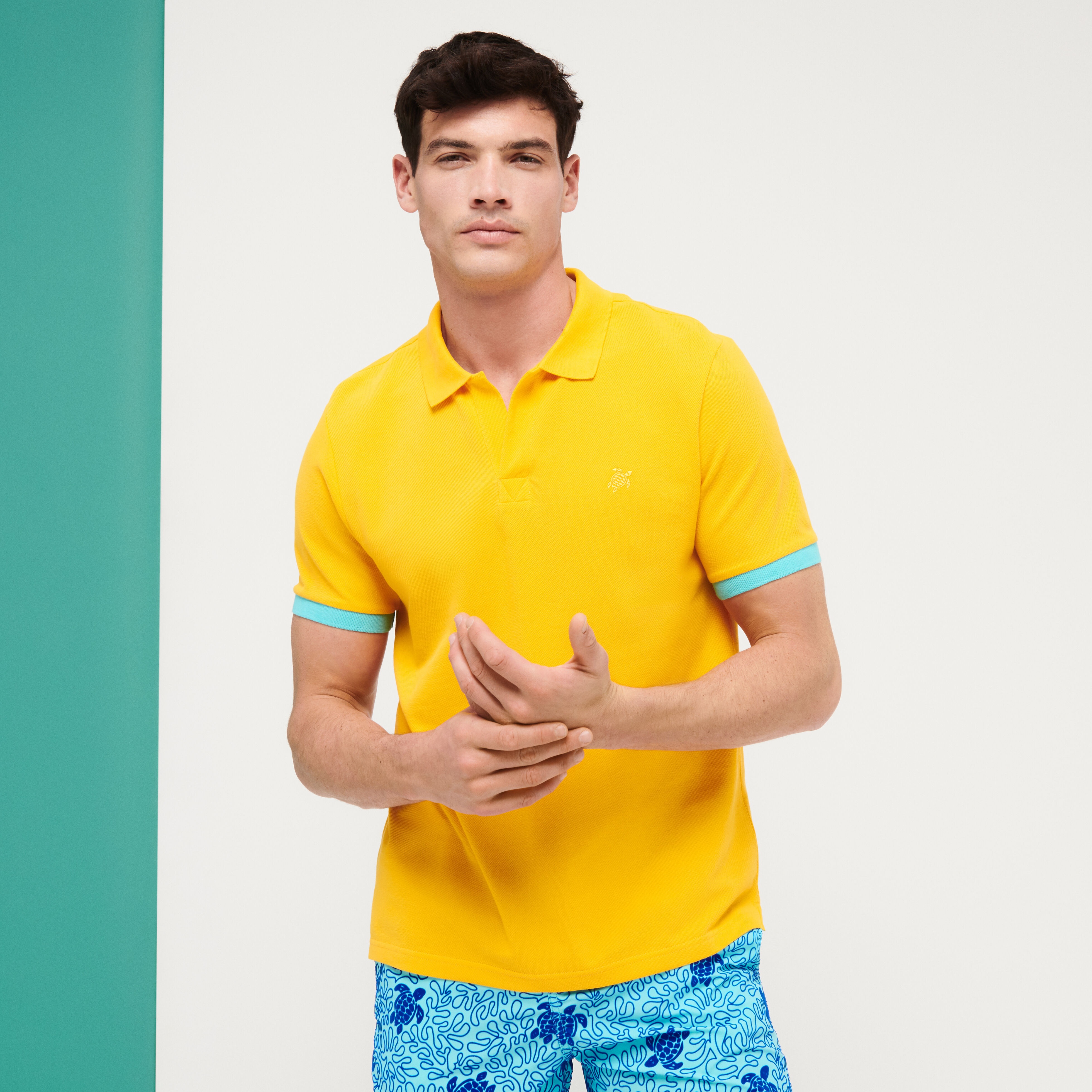 Men Cotton Pique Polo Shirt Solid - 3