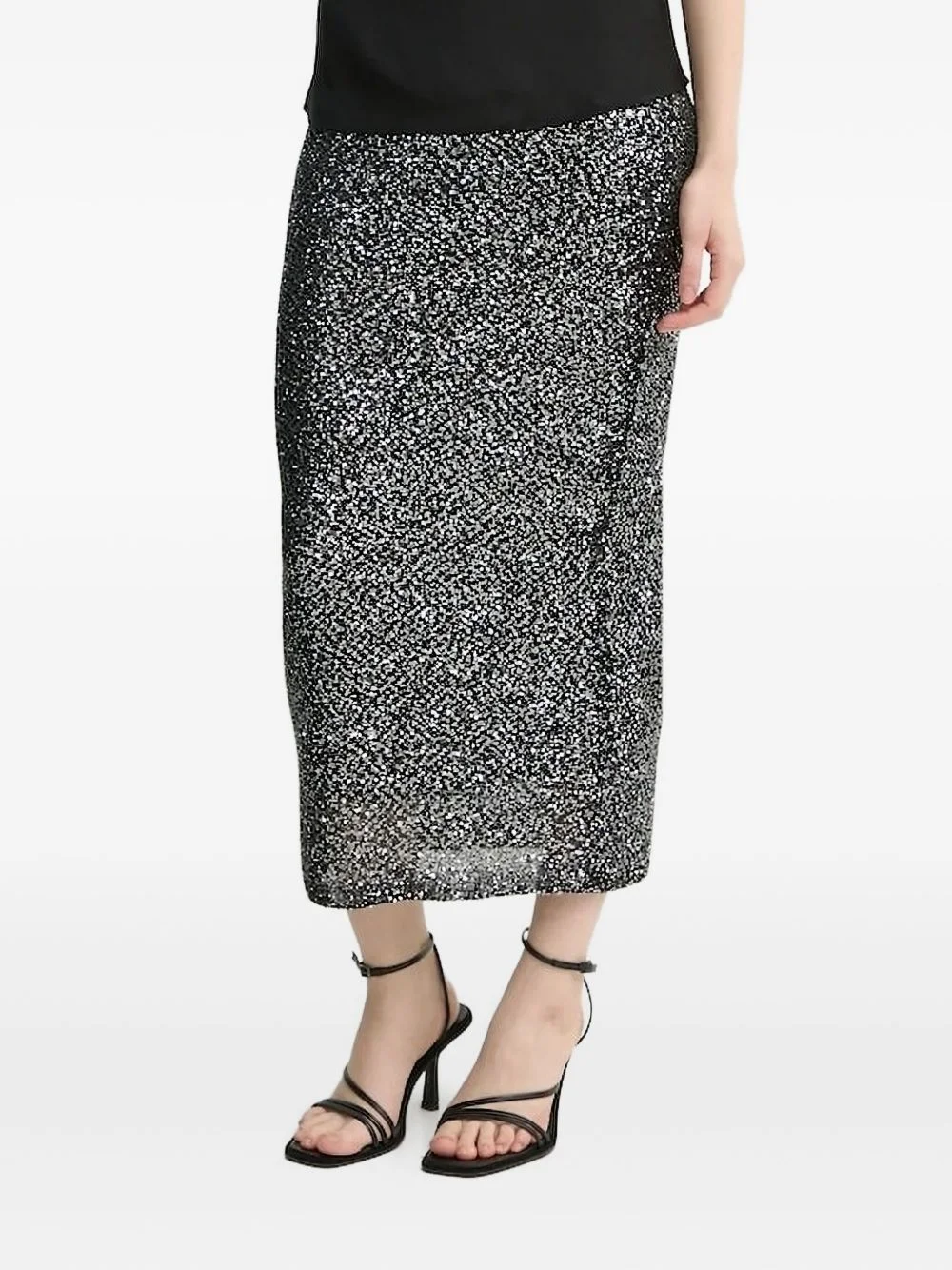 lurex-knit midi skirt - 1