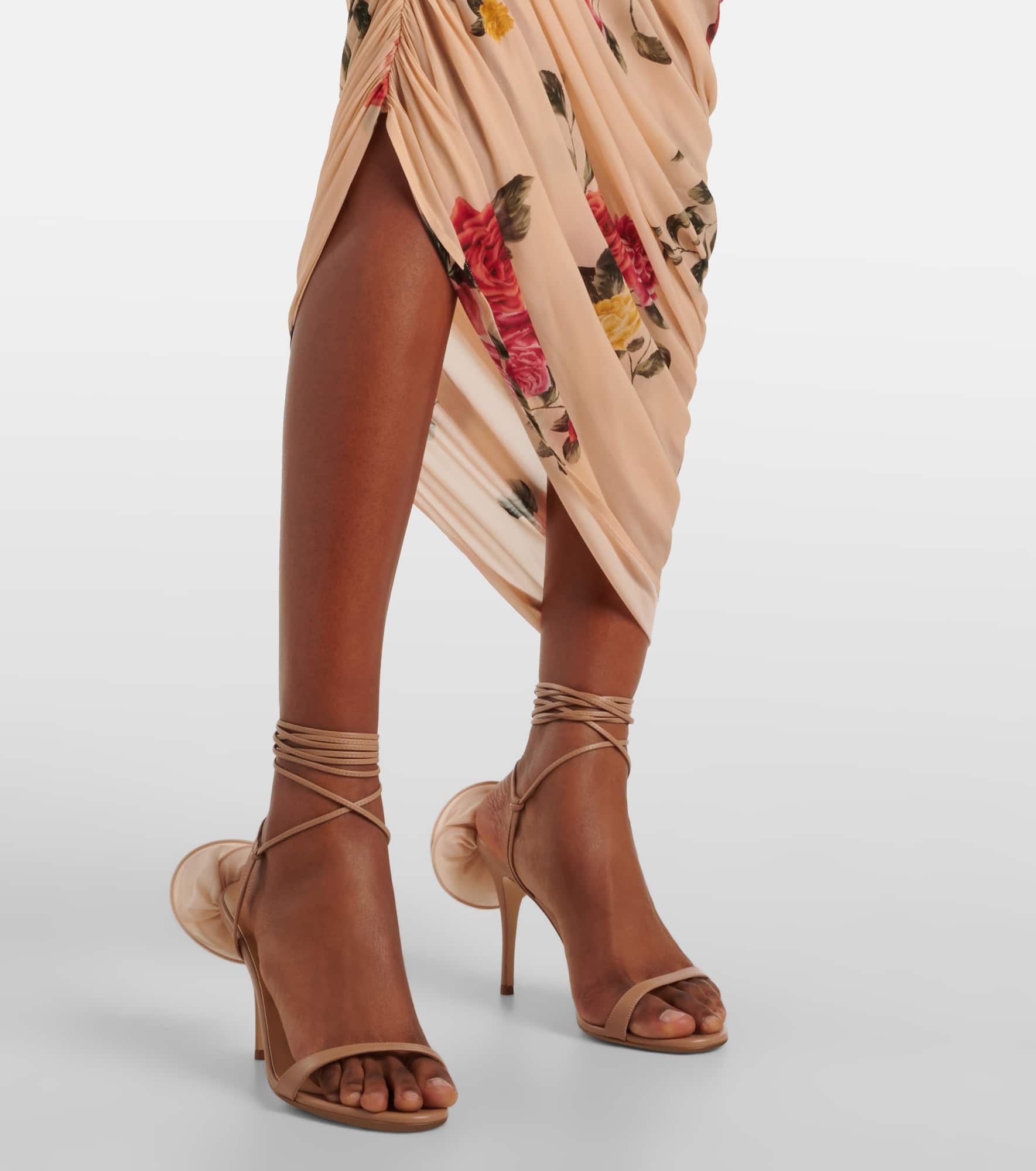 Floral-appliqué leather sandals - 2