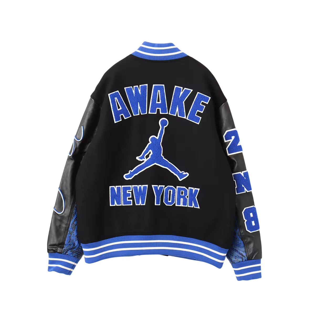 Air Jordan x Awake NY Varsity Jacket Asia Sizing 'Black Game Royal' FQ5440-010 - 2