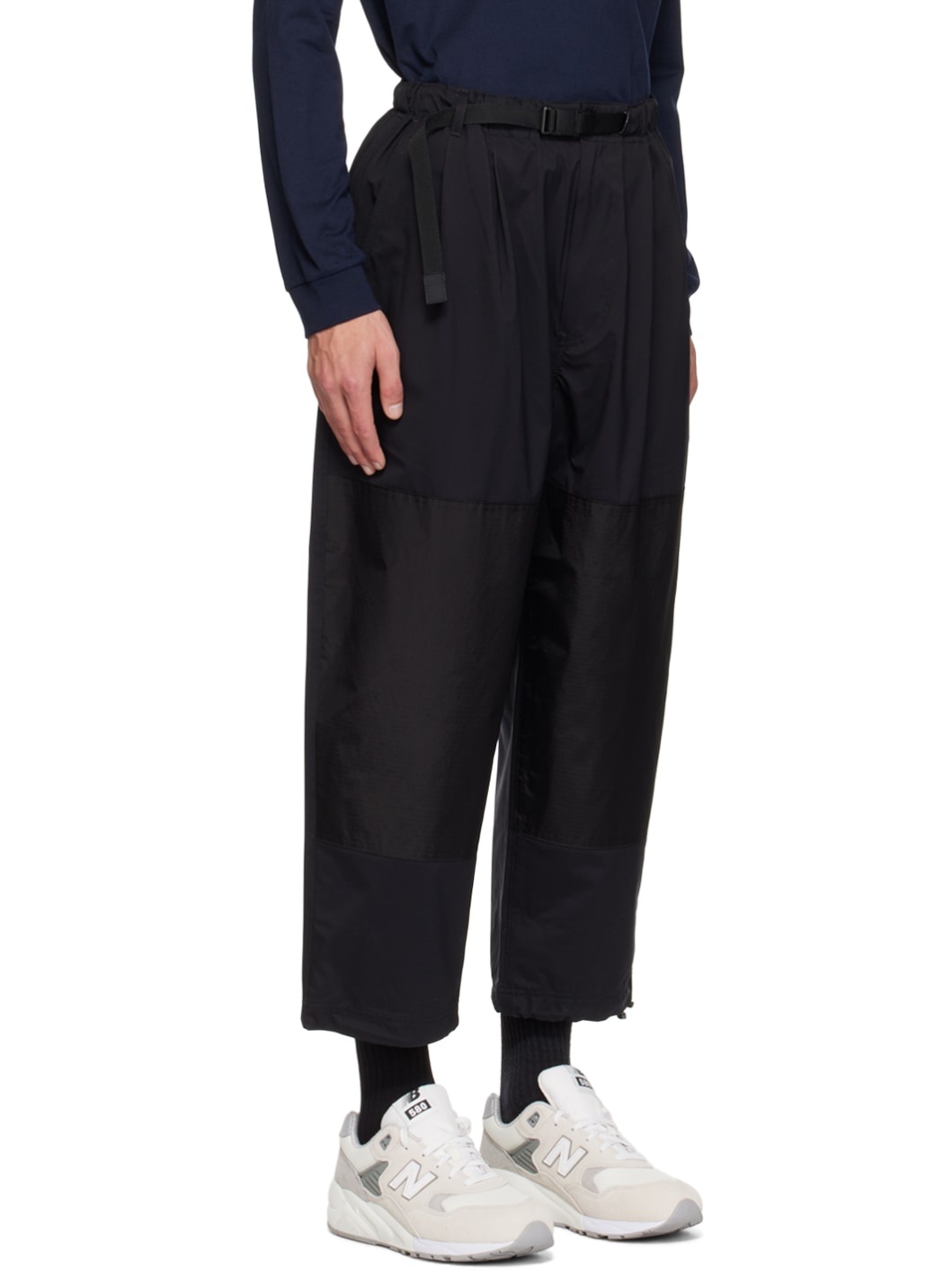 Black Paneled Trousers - 2