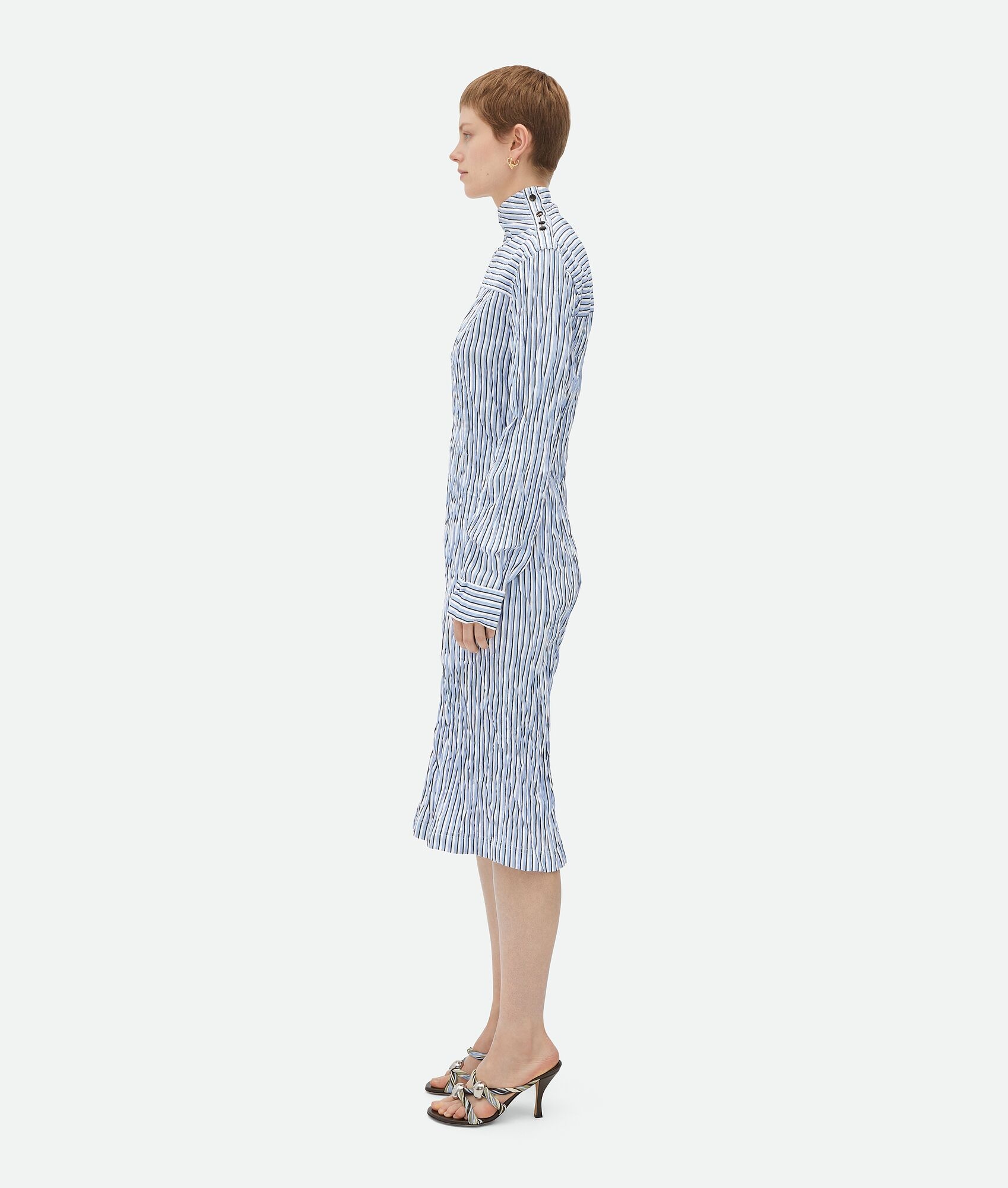 Striped Technical Viscose Crinkled Dress - 2