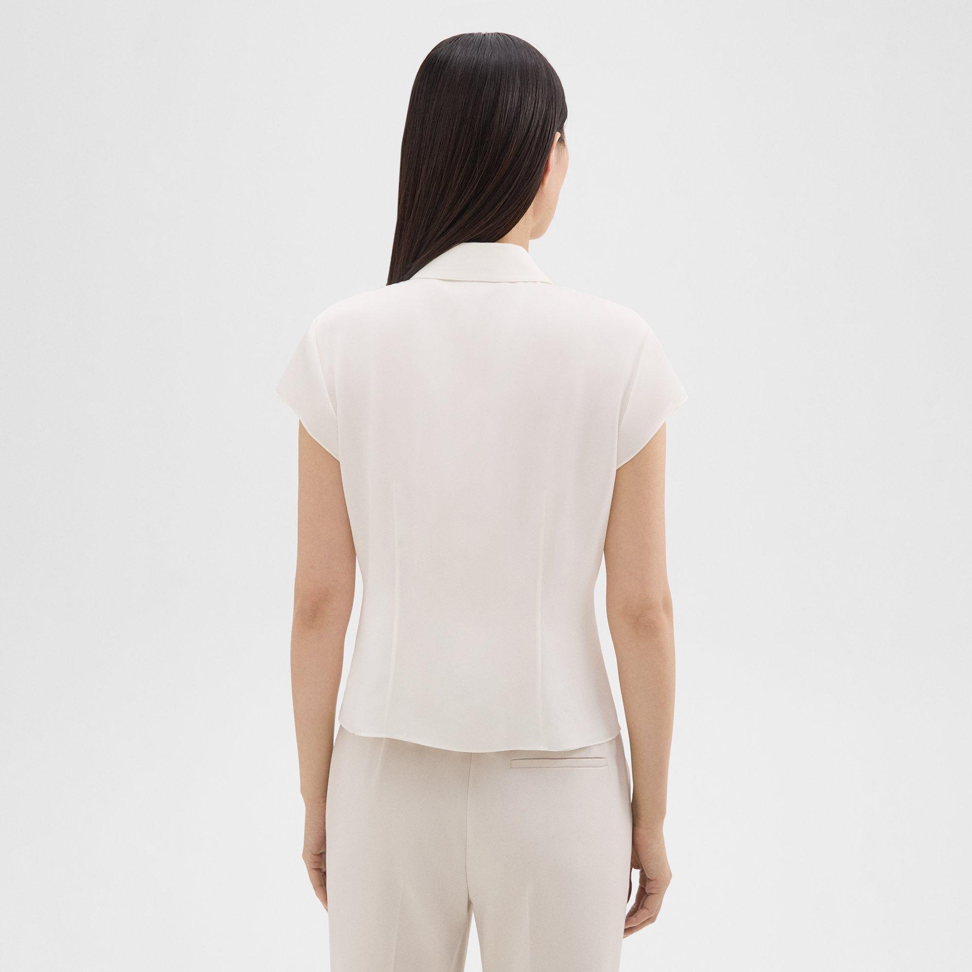 Cap Sleeve Shirt in Silk Georgette - 4