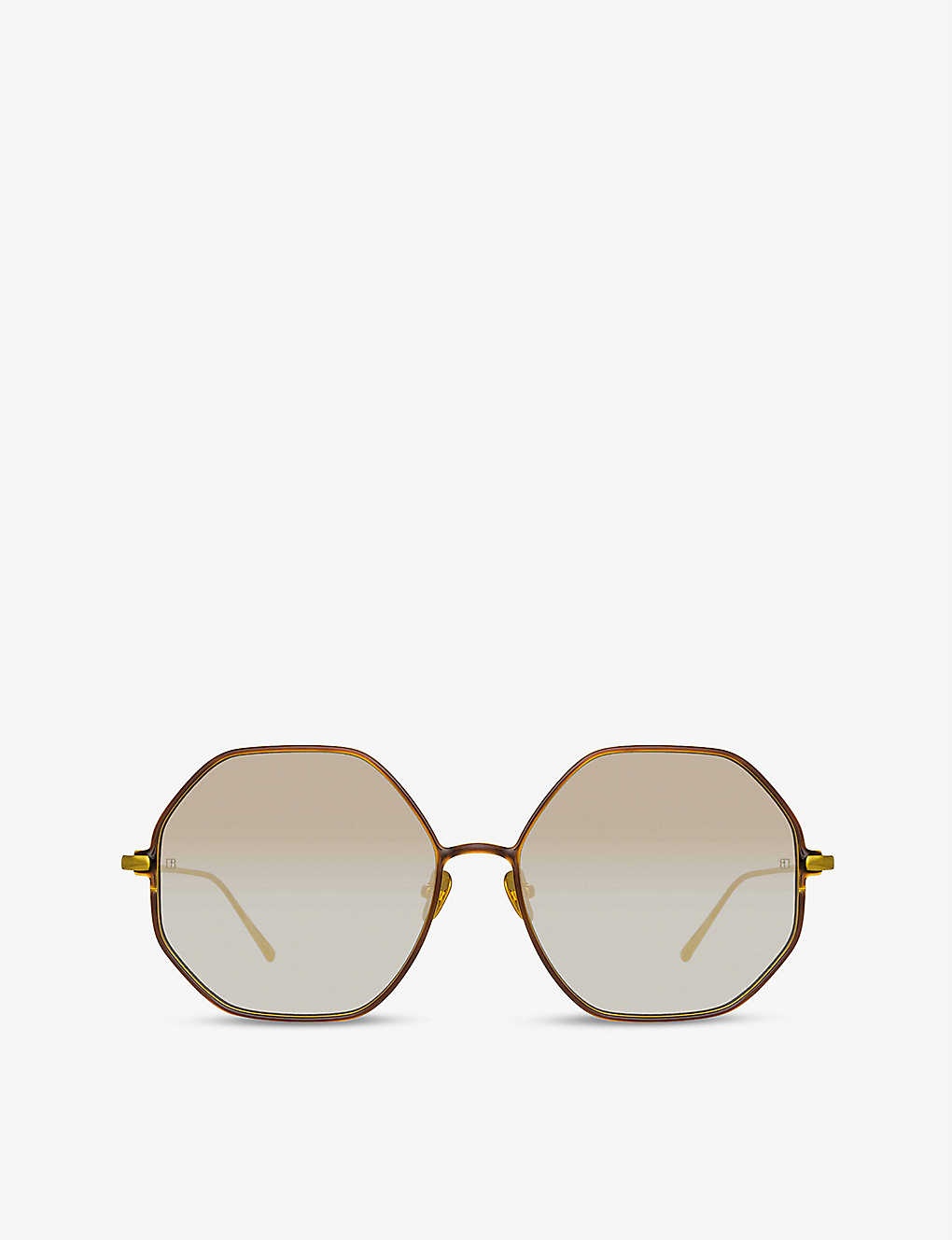 Leif 22ct yellow gold-plated titanium and lacquer hexagonal-frame sunglasses - 1