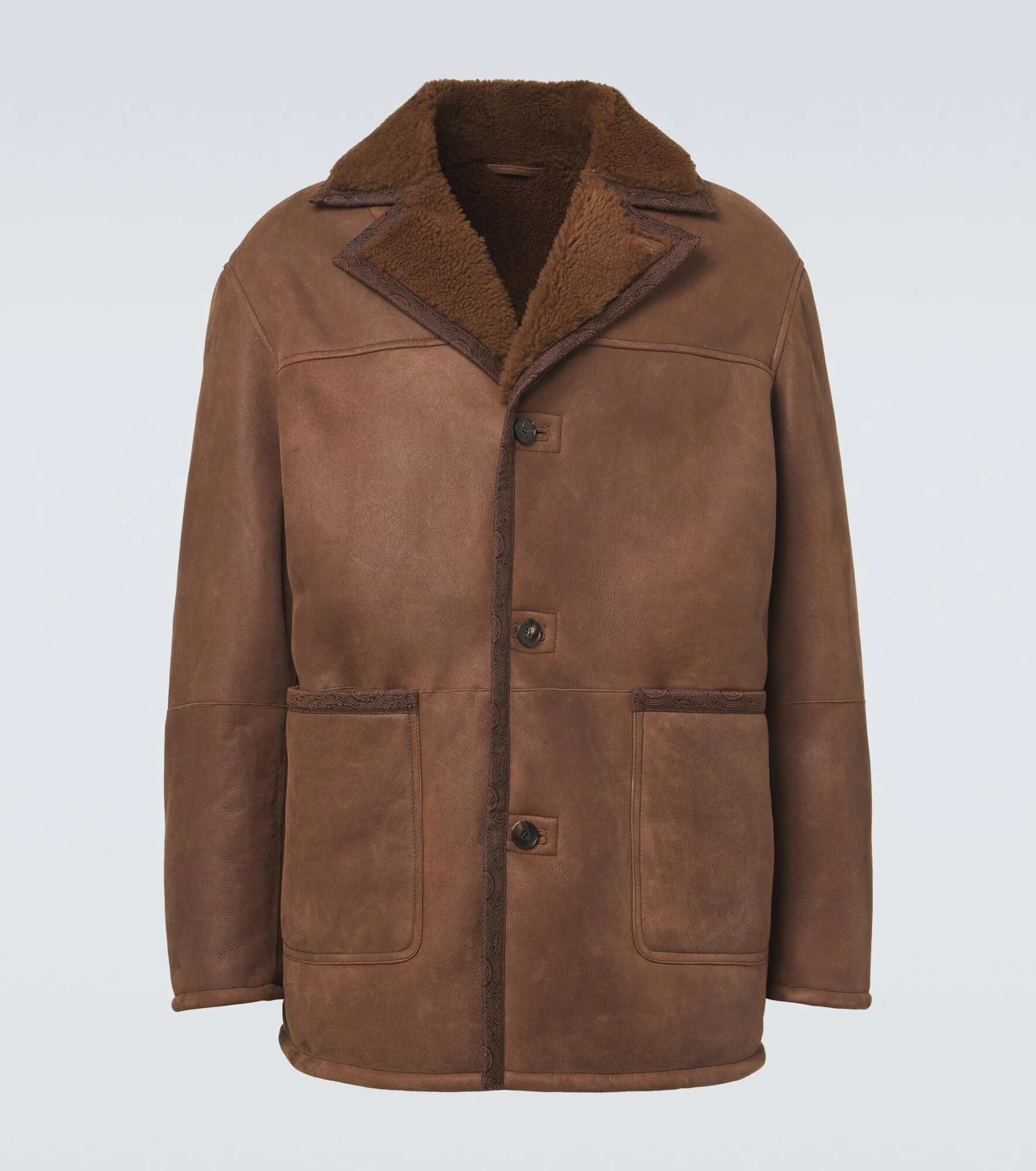 Shearling-trimmed leather jacket - 1