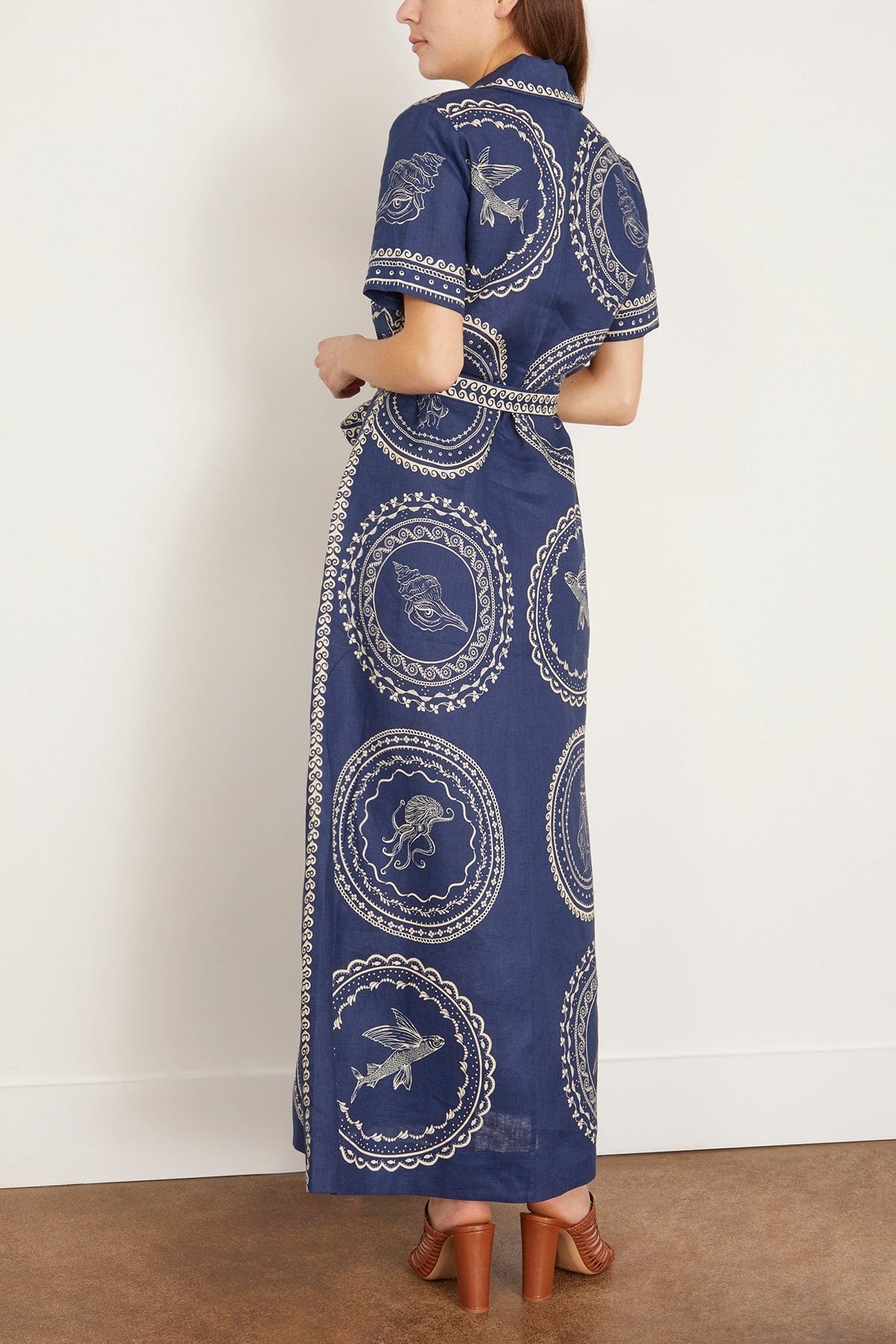Oceane Linen Shirtdress in Navy (TS) - 4