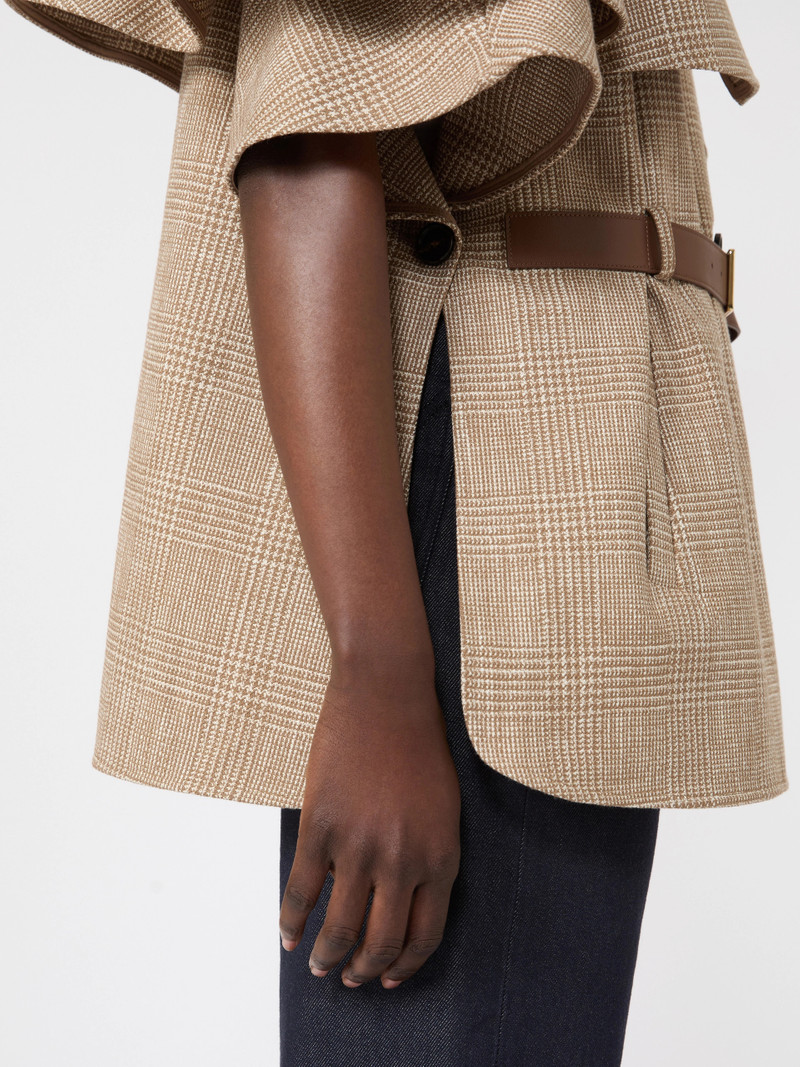 FAVETTA Glen plaid cotton cloak - TOBACCO 7