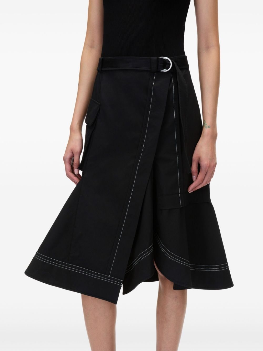 contrast-lining cotton-blend skirt - 6