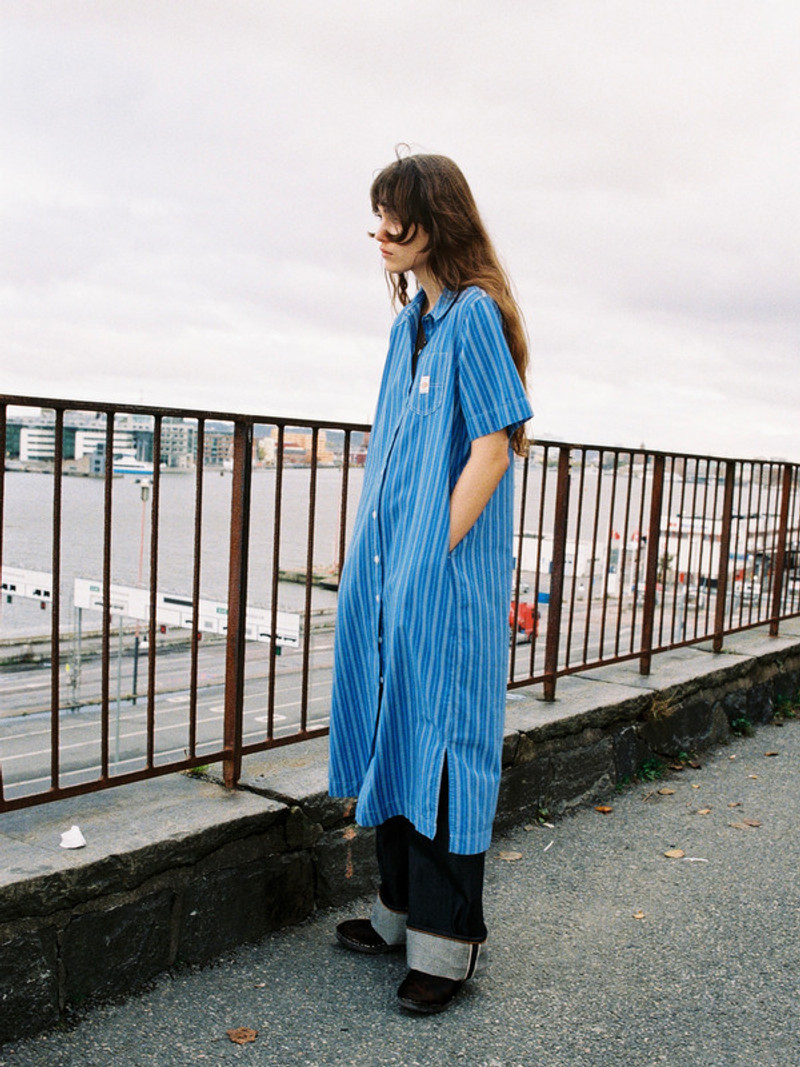 Nudie Jeans Danielle Dress Striped Blue/Offwhite outlook