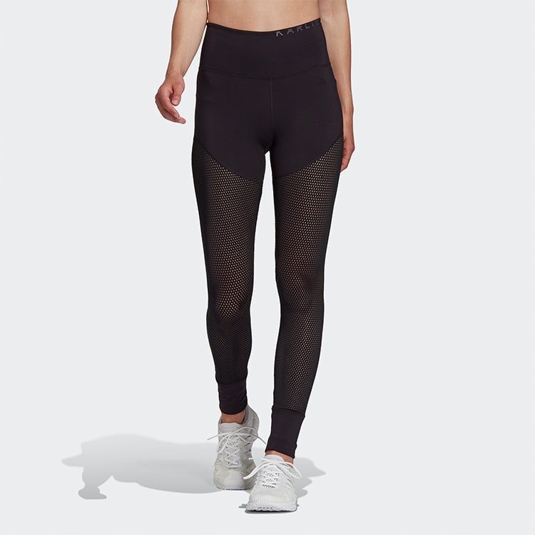 (WMNS) adidas Mesh Hw L Tight Gym Sports Training High Waist Leggings Black GI8582 - 4