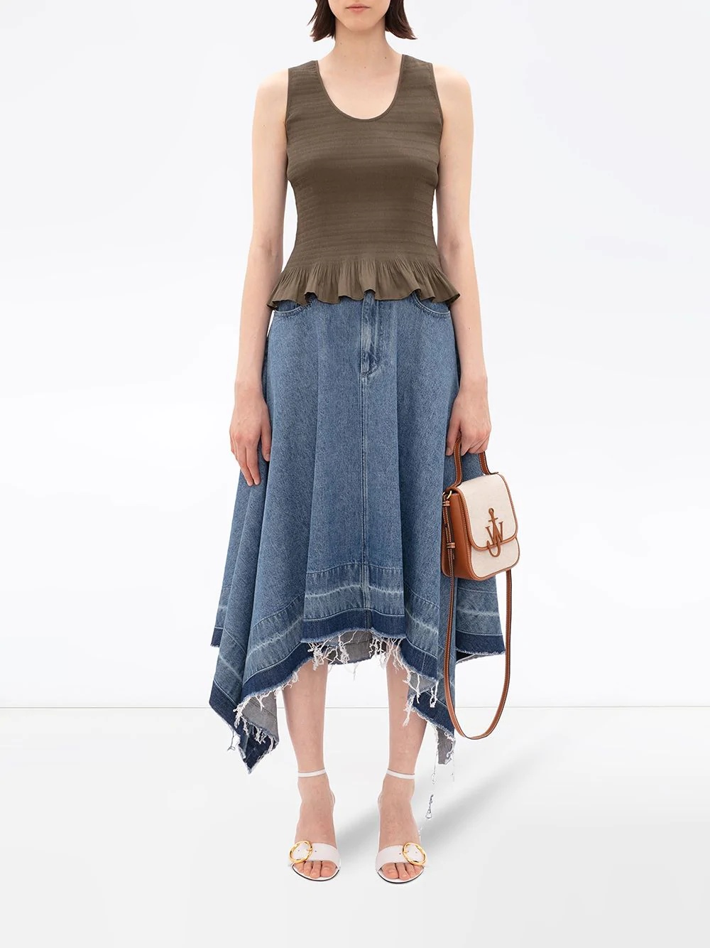 asymmetric raw hem skirt - 2