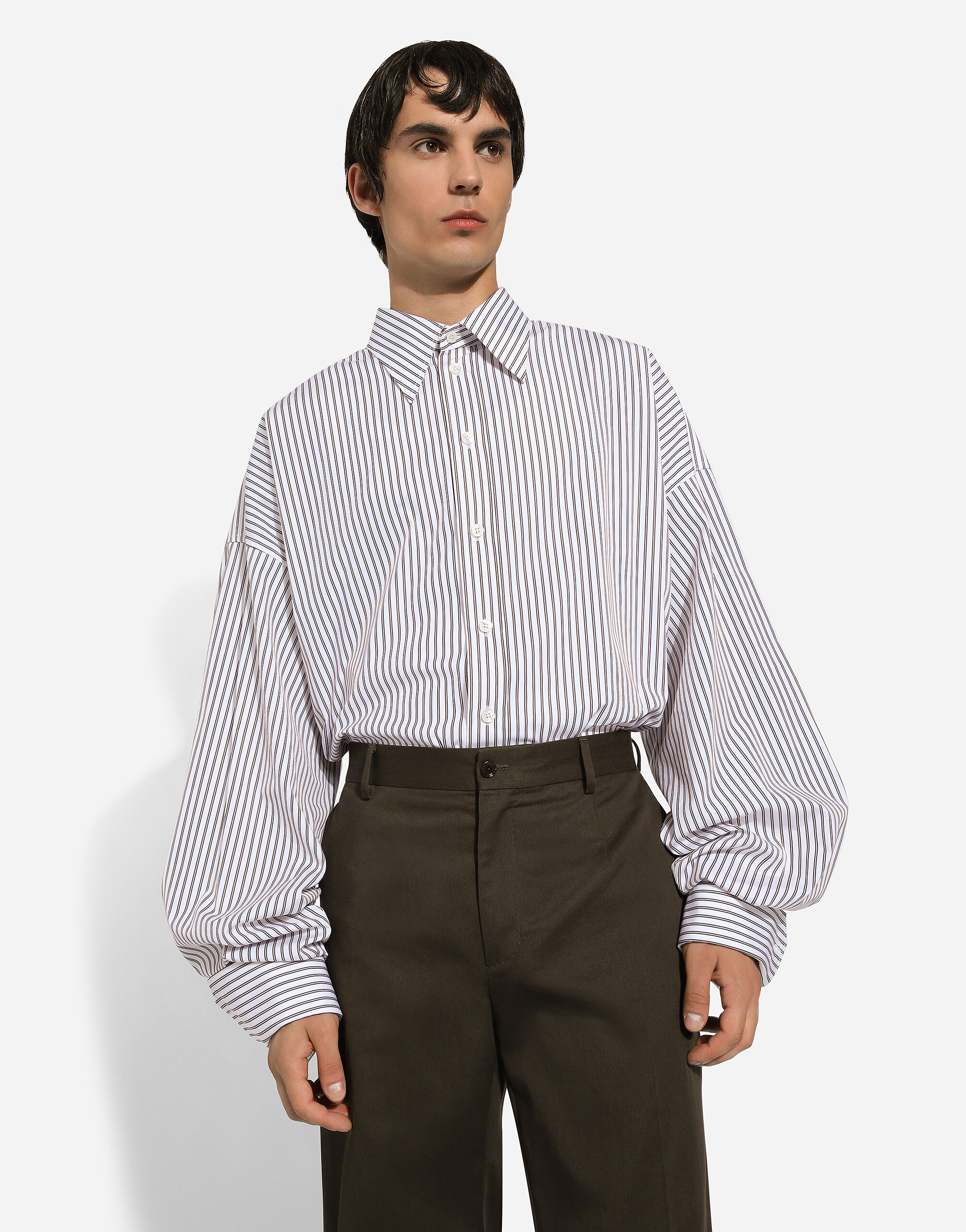 Super-oversize striped poplin shirt - 4