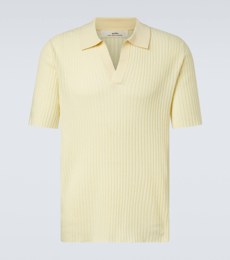 Ribbed-knit cashmere polo shirt 1