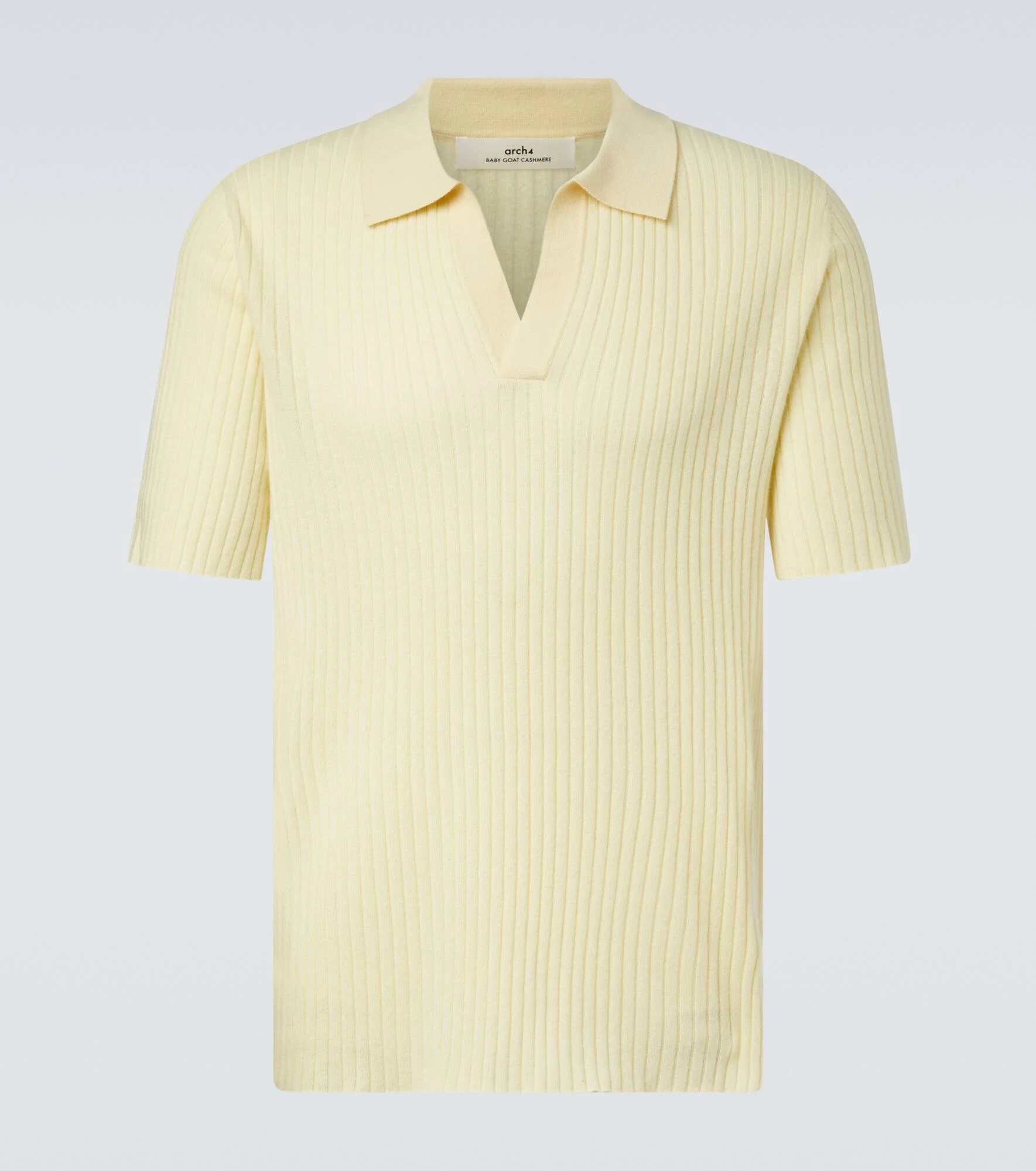 Ribbed-knit cashmere polo shirt - 1