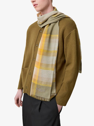 Mulberry Mega Check embroidered lambswool and cashmere-blend scarf outlook