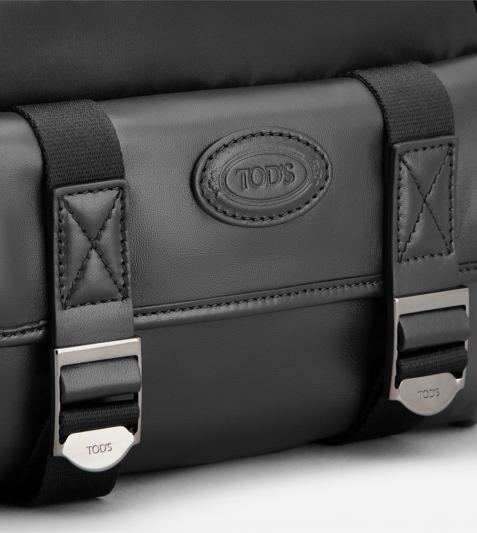 MESSENGER BAG IN FABRIC AND LEATHER MINI - BLACK - 5
