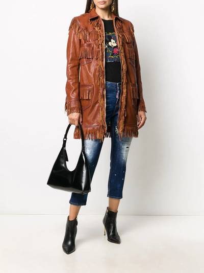 DSQUARED2 fringed leather coat outlook