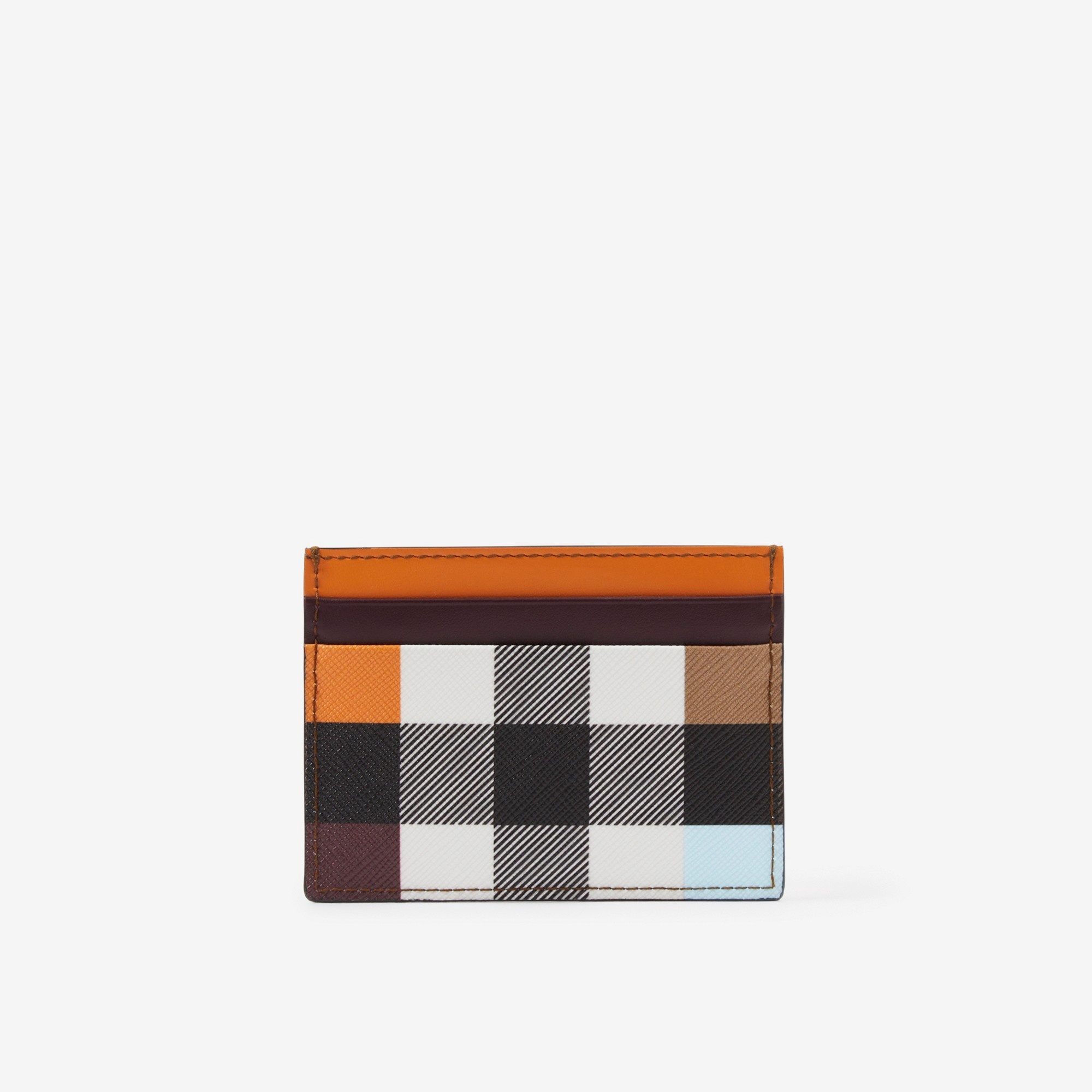 Colour Block Check and Leather Card Case - 3