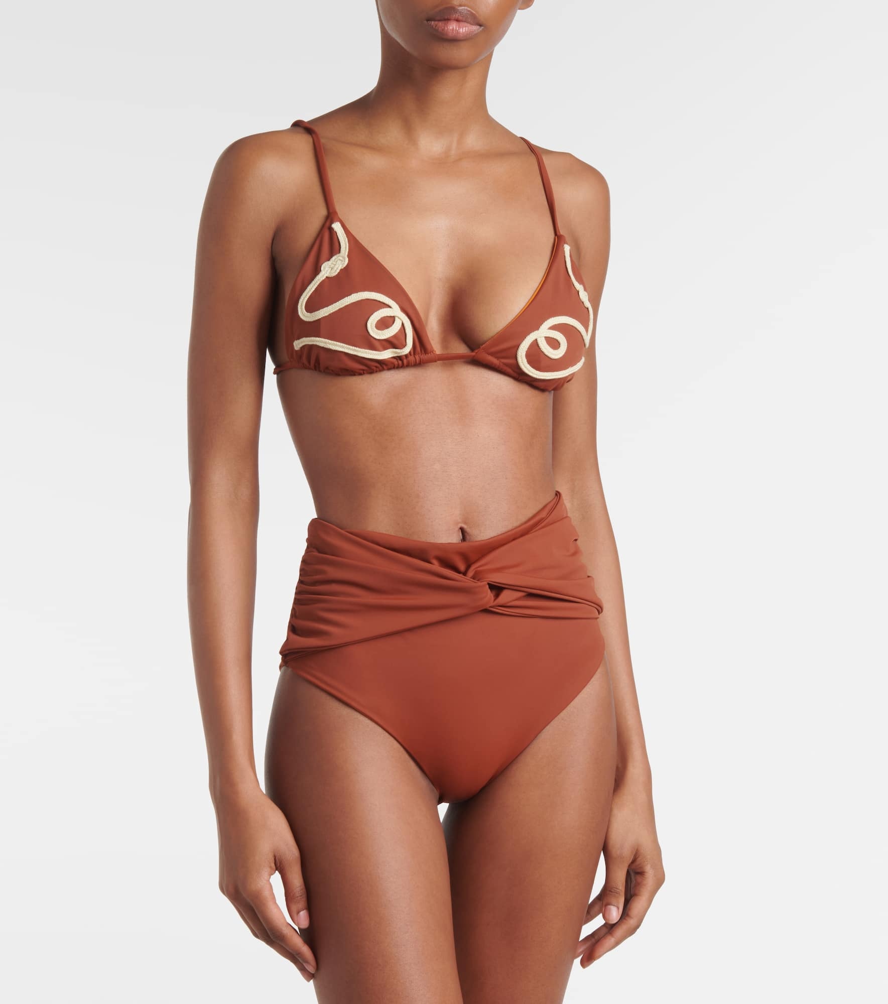 Gathered high-rise bikini bottoms - 2