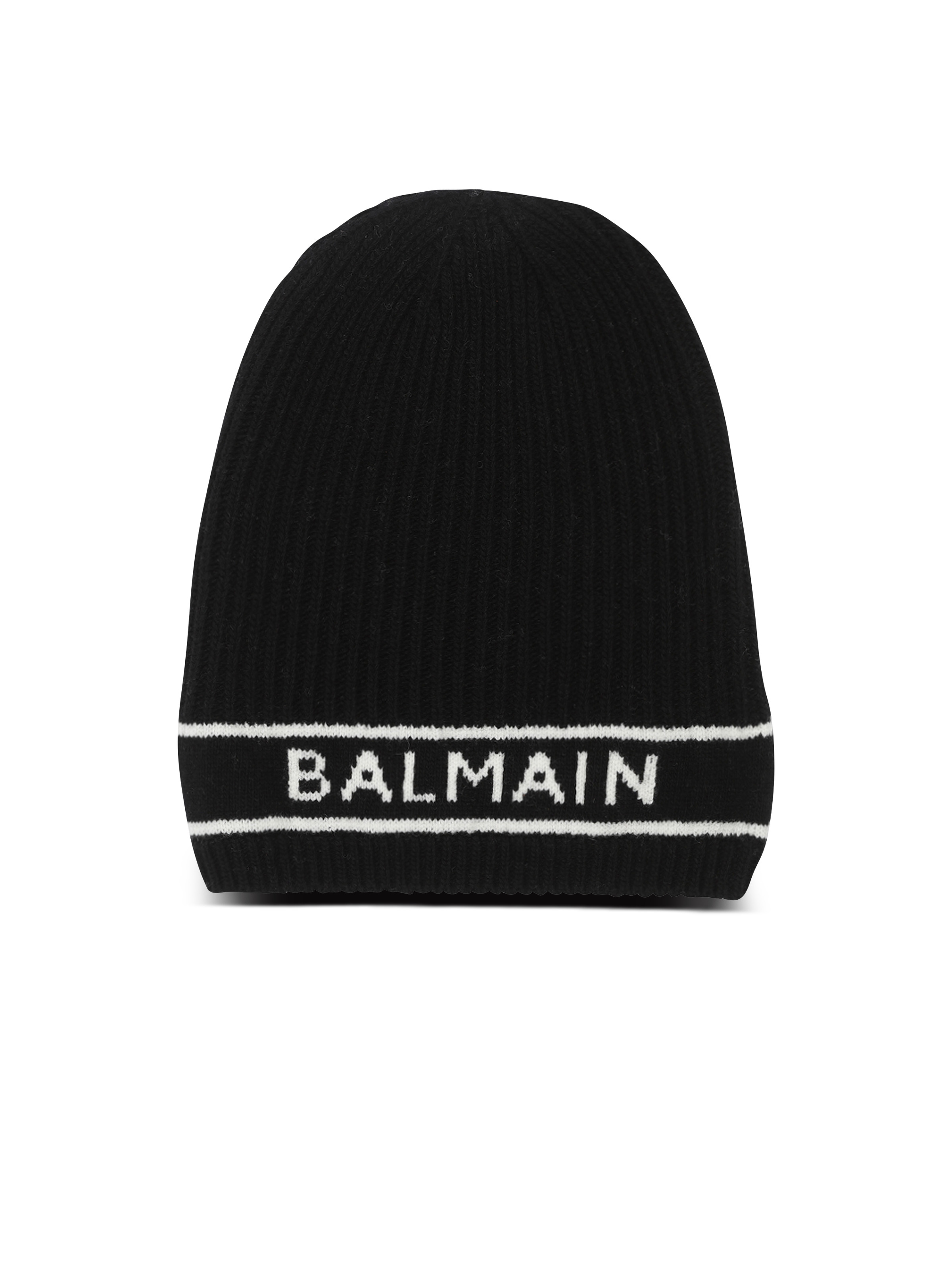 Wool beanie with embroidered Balmain logo - 1