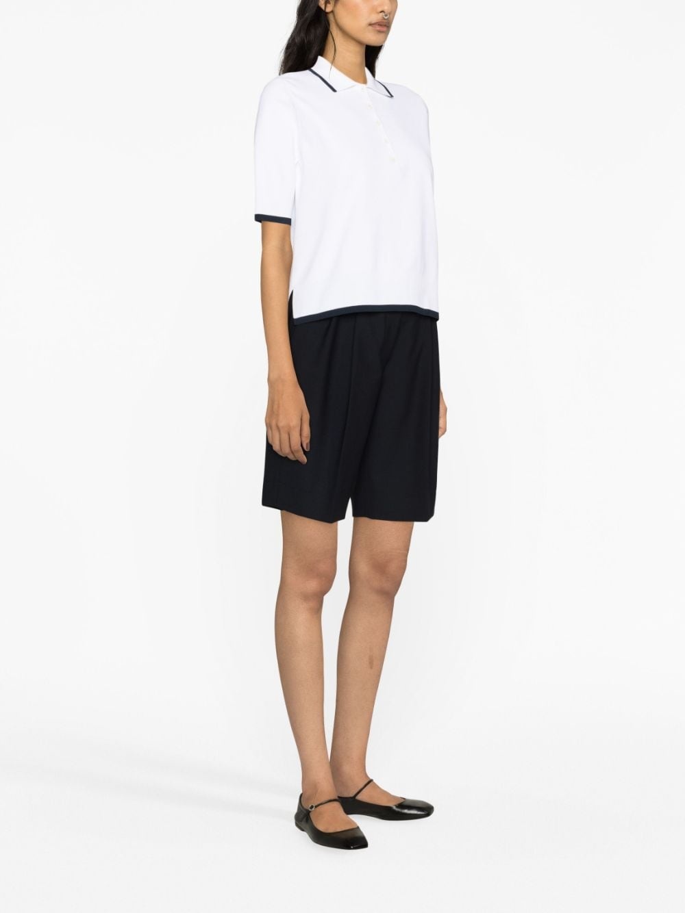 rib-stitch boxy polo shirt - 4
