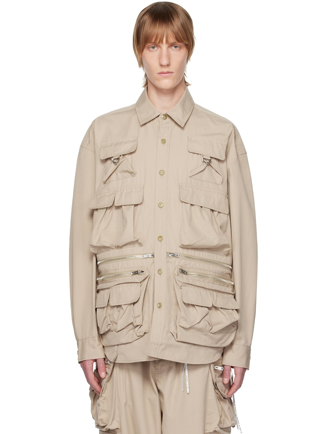 MASTERMIND WORLD Beige Multi Pockets Shirt | REVERSIBLE