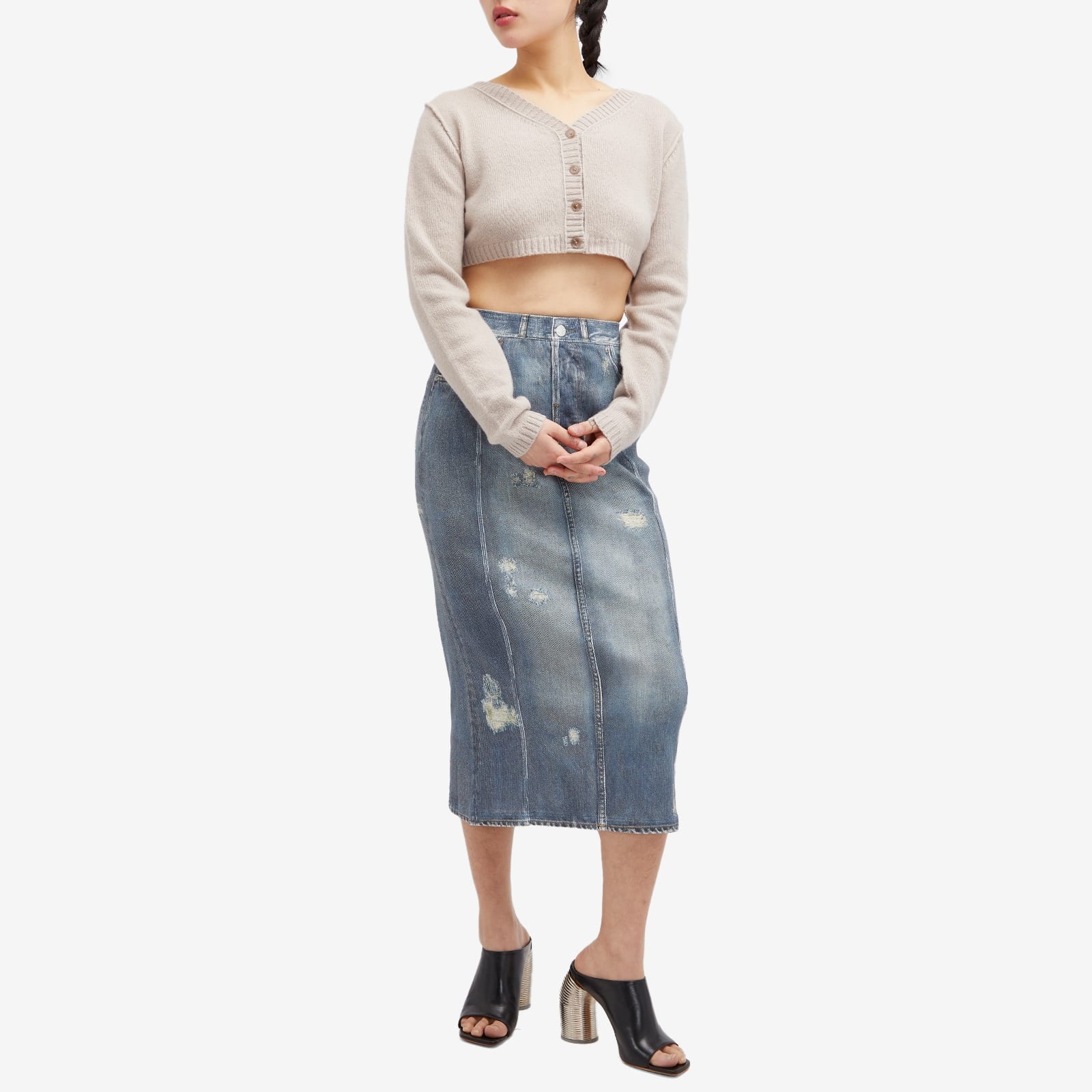 Acne Studios Printed Denim Midi Skirt - 4