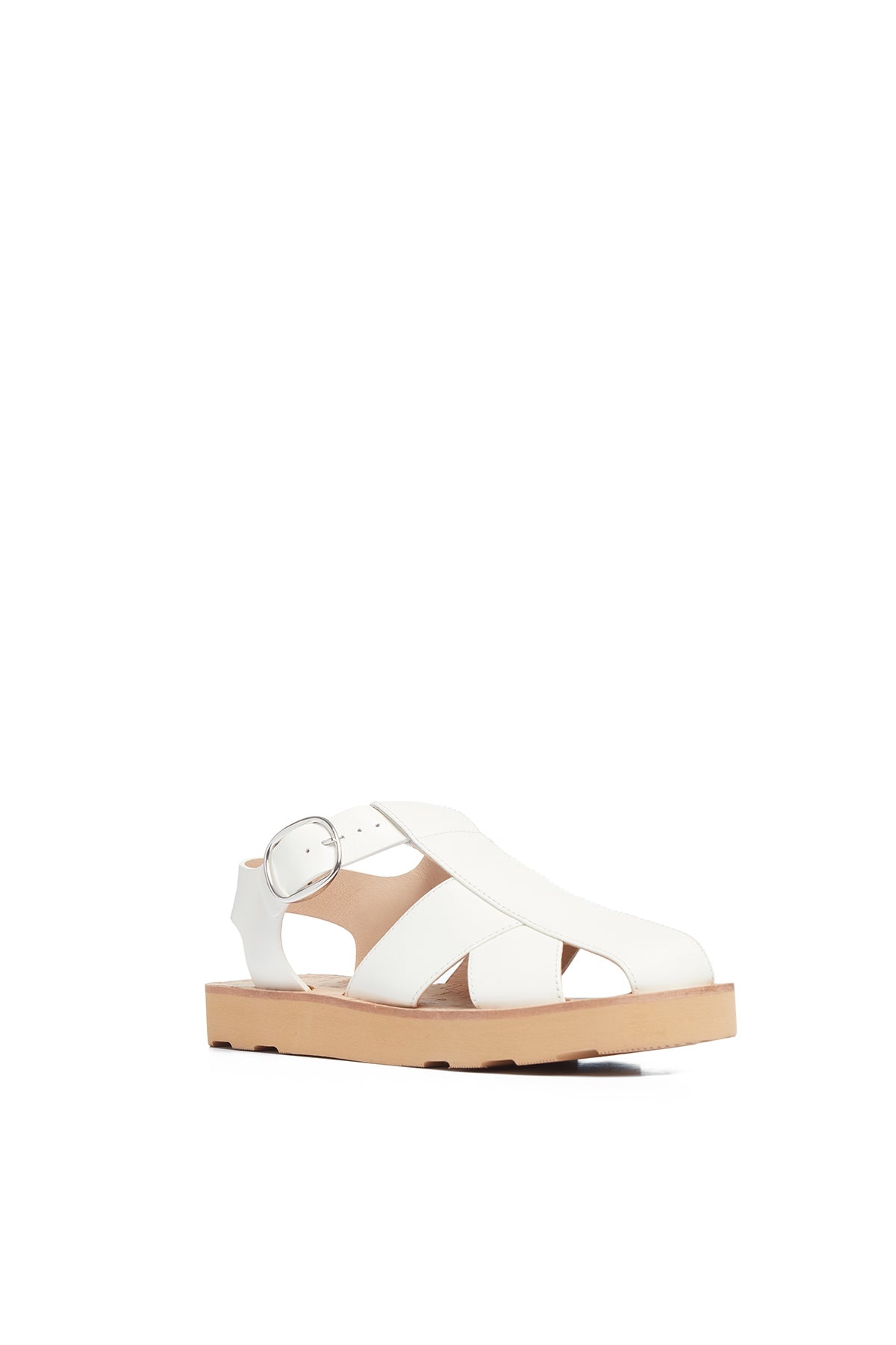 Horatio Flat Sandal in Cream Nappa Leather - 2