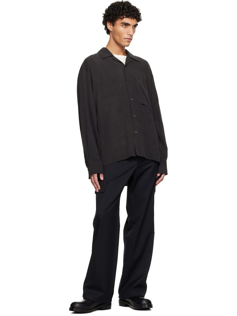 SOLID HOMME Gray Camp Collar Shirring Shirt outlook