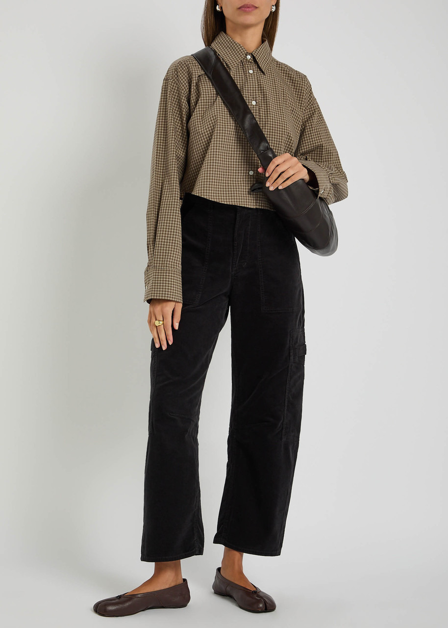 Citizens OF Humanity Ana Checked Cropped Cotton-poplin Shirt - 4