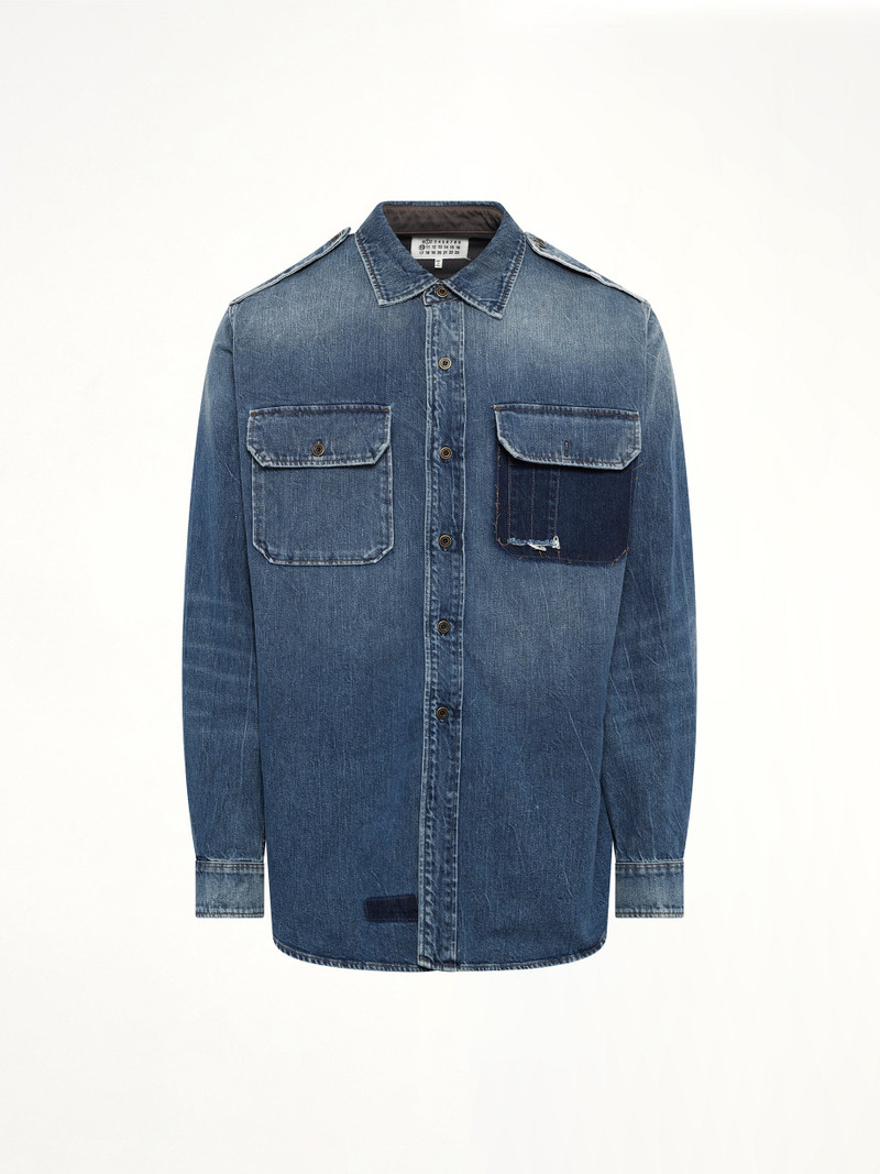 Maison Margiela Long-sleeved Shirt in Vintage Medium Blue outlook