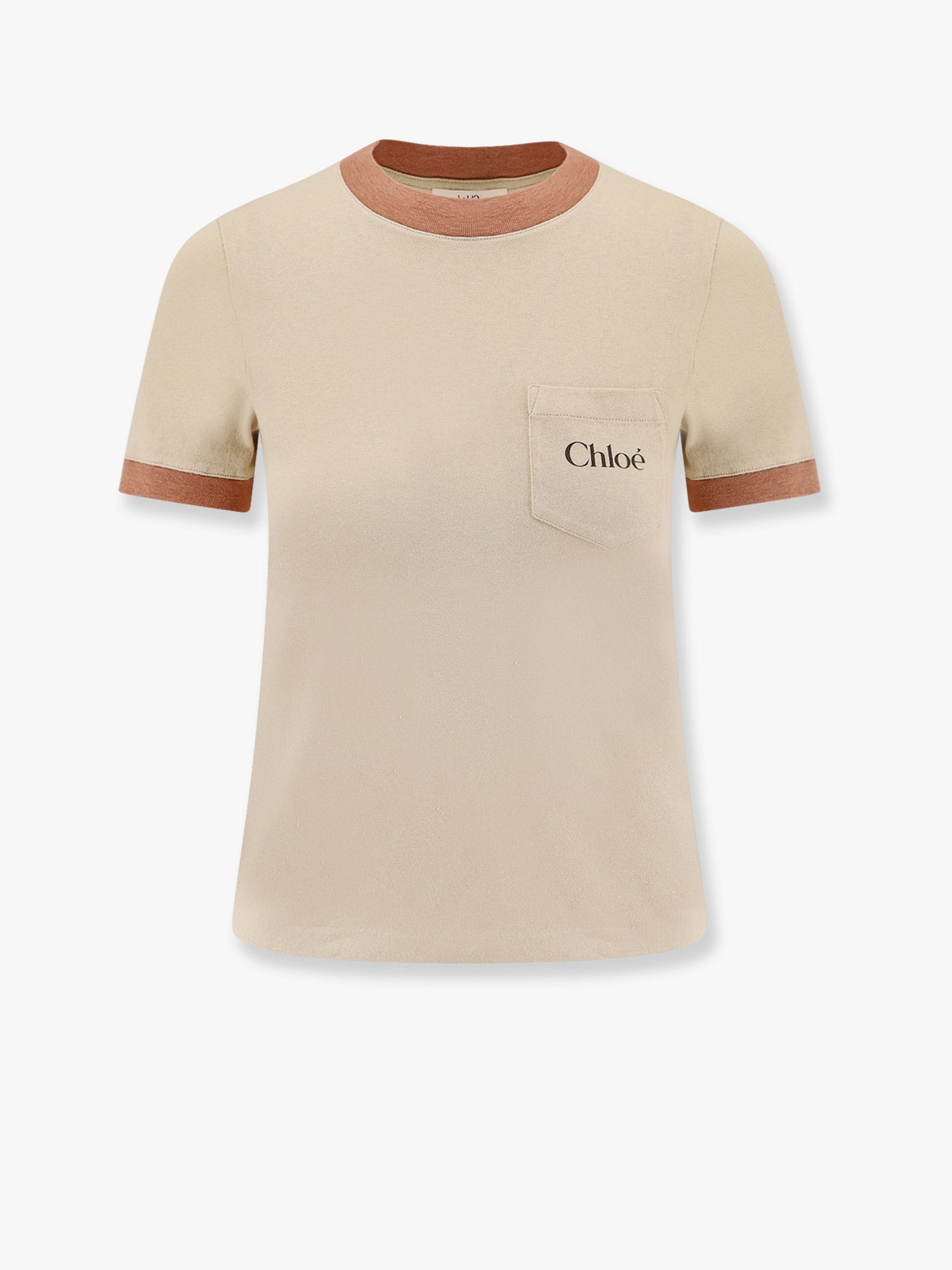 CHLOE' - Chloe' Cotton T-Shirt With Contrasting Profiles - 1