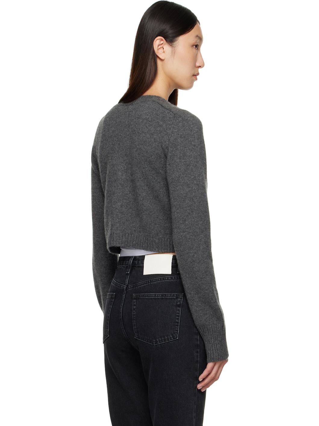 Gray Zephir Cashmere Cropped Cardigan - 3