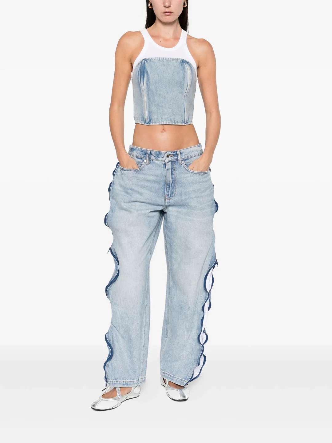 Curved Zipper Pants - 2