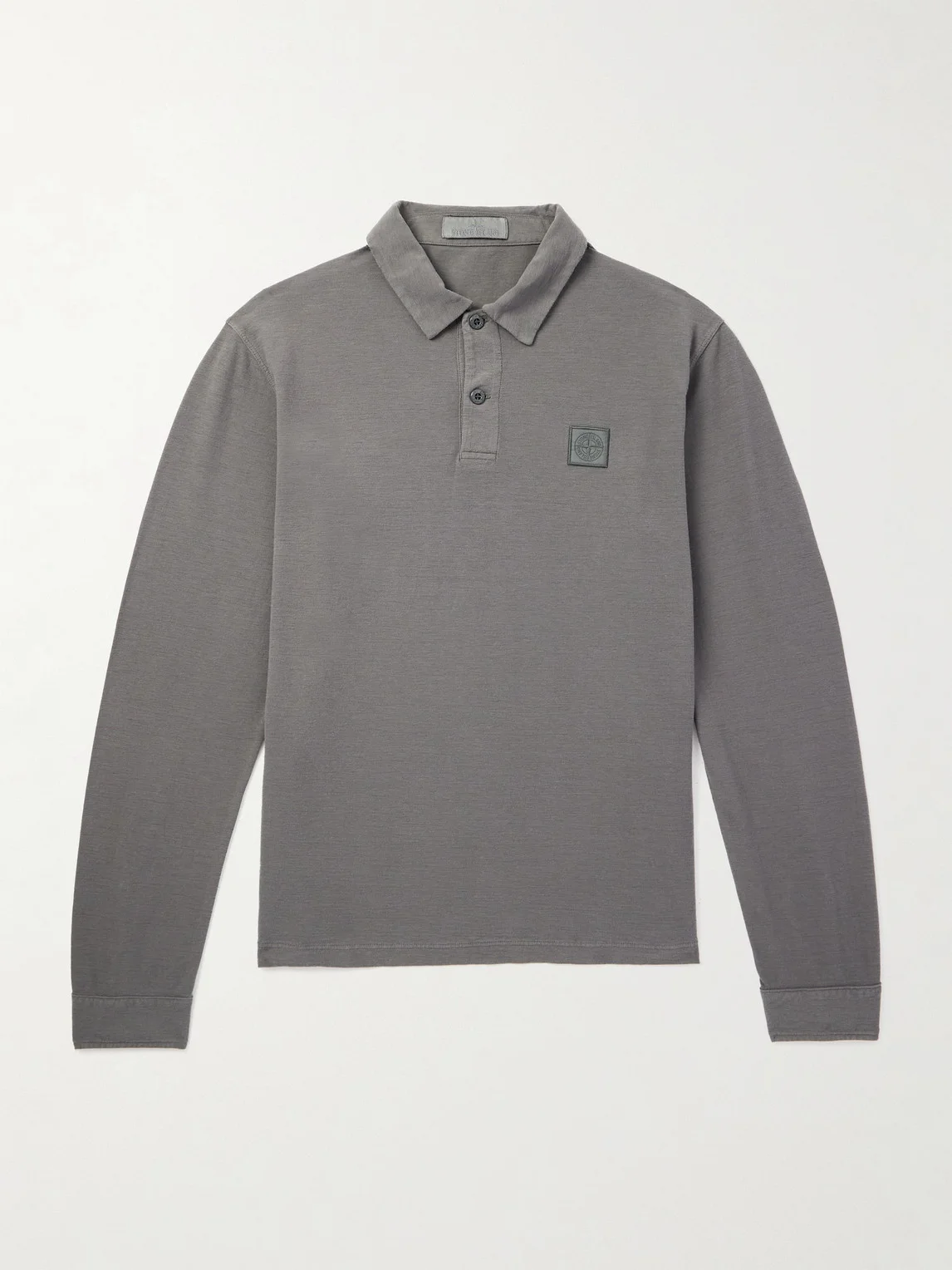 STONE ISLAND GHOST Logo-Appliquéd Cotton-Jersey Polo Shirt - 1