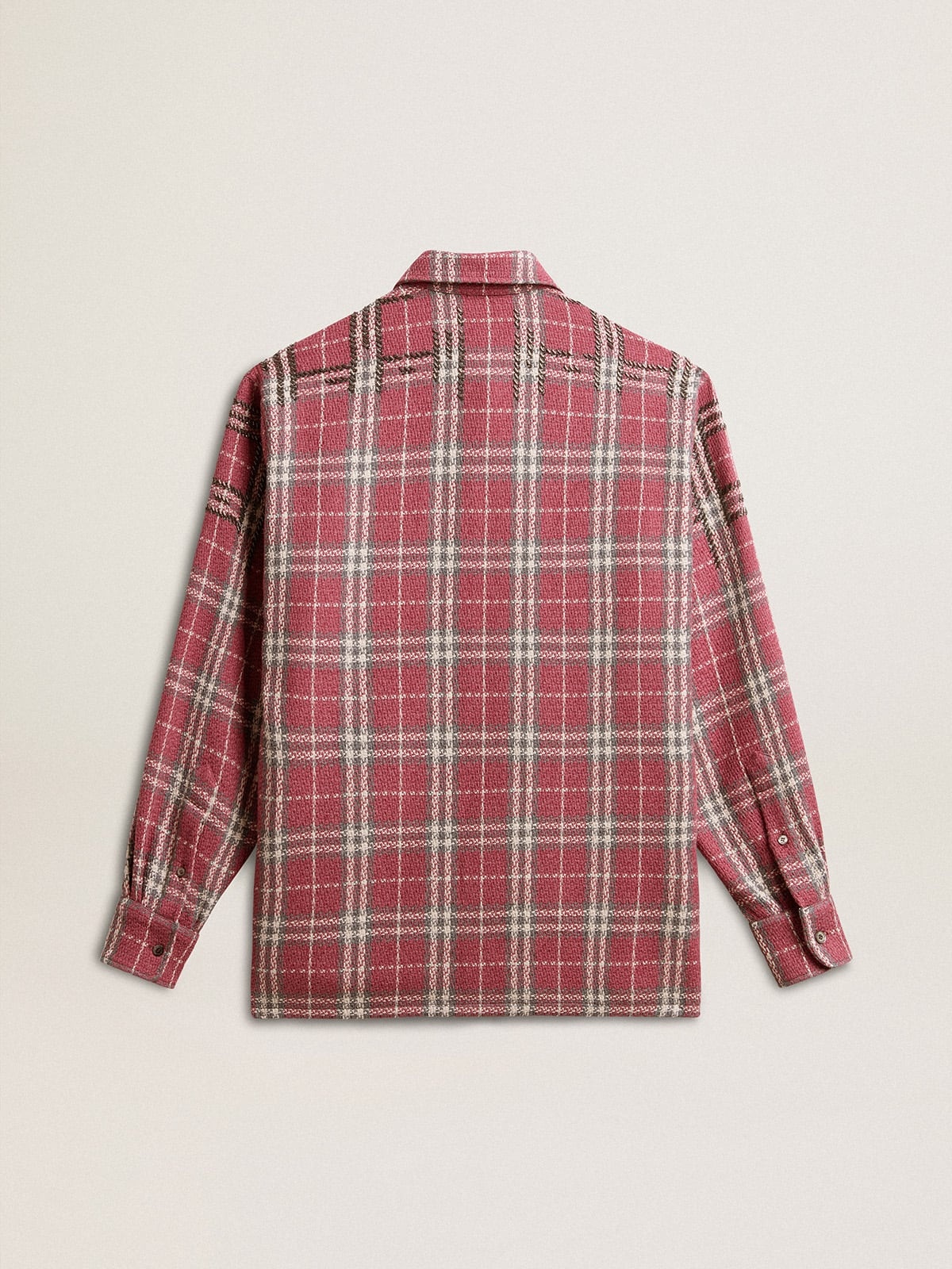 Boxy fit shirt with pink, sand and gray check embroidery - 4