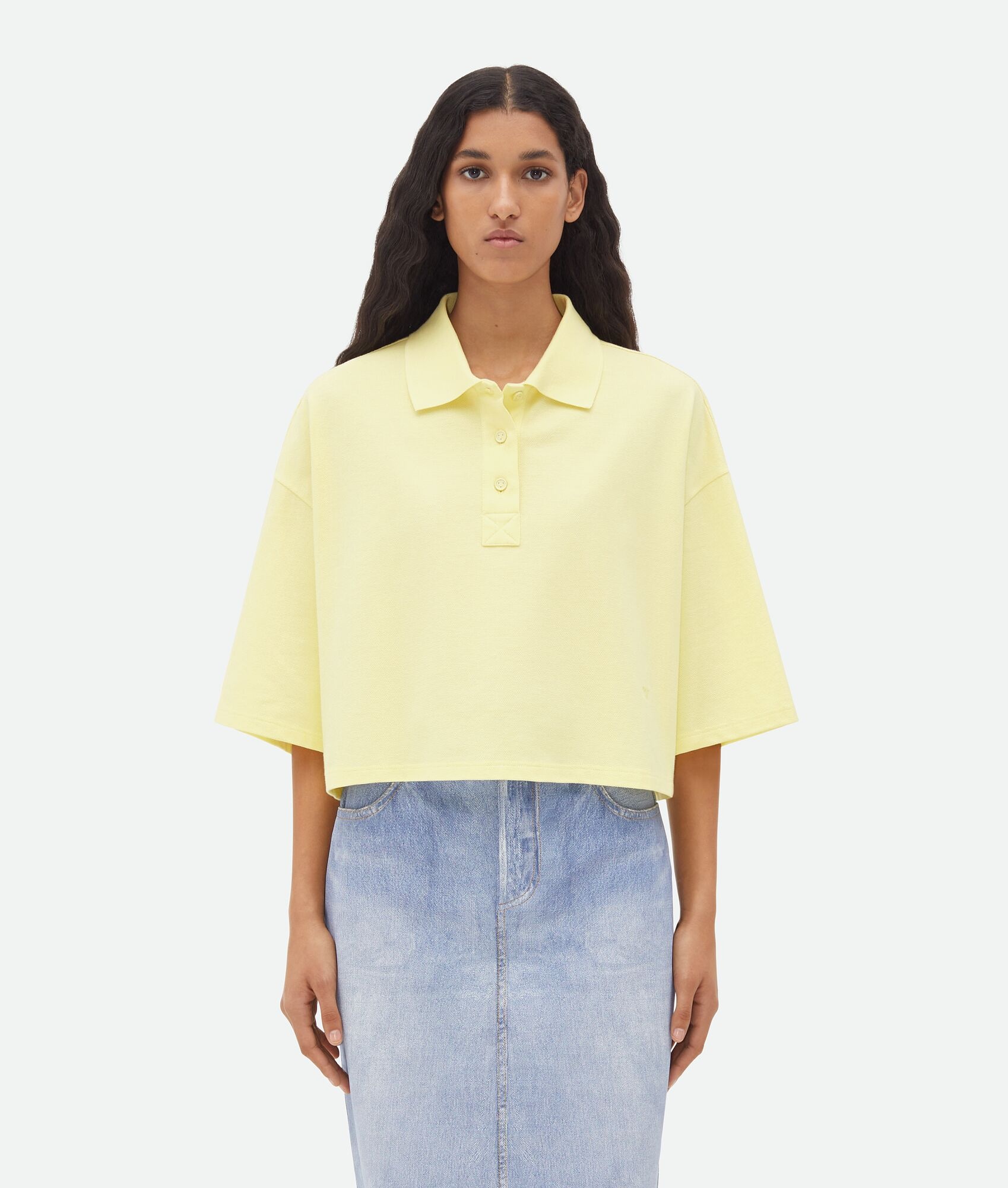 Cropped Cotton Piquet Polo - 1