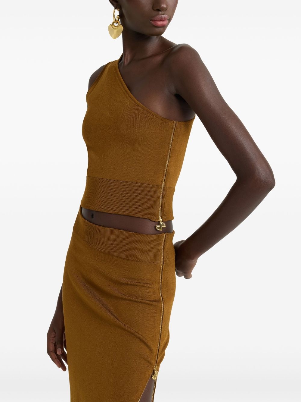 one-shoulder knitted top - 4