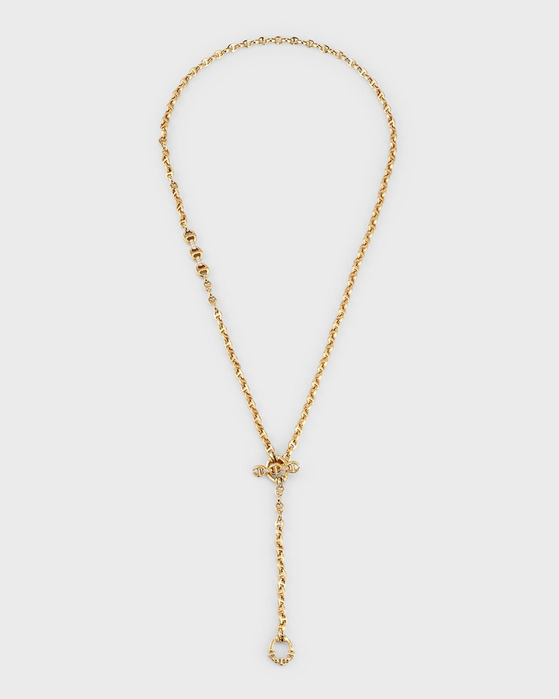 18K Yellow Gold Diamond Open-Link Chain Necklace 1